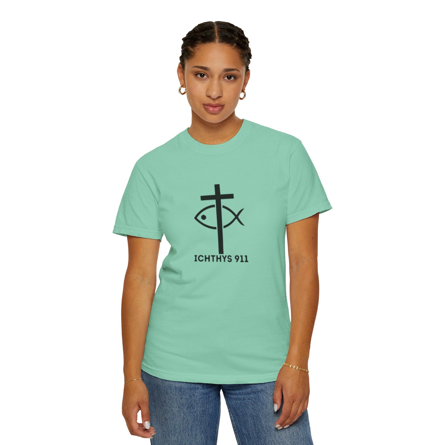 "13th Disciple" - Collection - Unisex - Women T- Shirt - Men T-Shirt - Christian Garment-Dyed T-Shirt - Faith Fashion - ICHTHYS 911 - Black Font