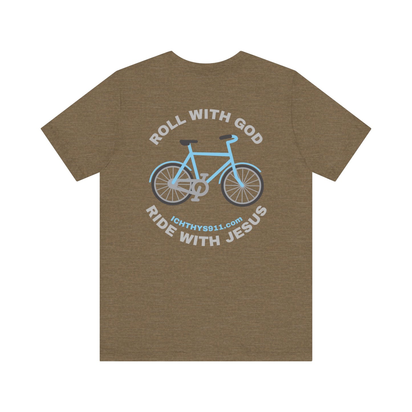 ICHTHYS 911 - "Roll With God Ride With Jesus" - Silver Font - Unisex T- Shirt - Lightweight 100% Cotton - Summer T - Arm Form Fitting - Men T- Shirt - Women T-Shirt - Christian T-Shirt