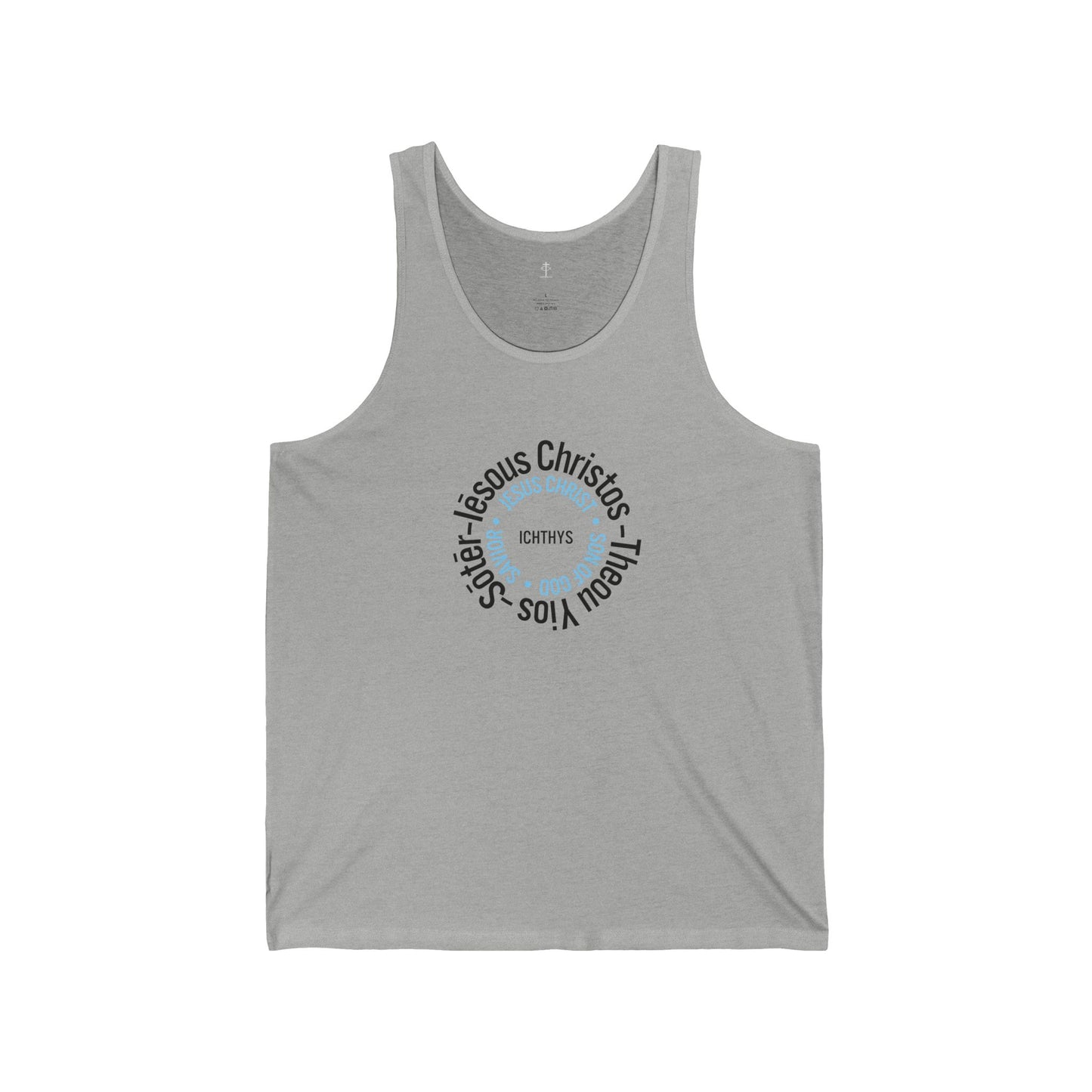 ICHTHYS 911 - Blue Font -"Iēsous Christos, Theou Yios, Sōtēr" Reverse Design - Unisex - Men Tank - Women -Tank Top - Unisex Tank Top - Christian Symbol Graphic Tee