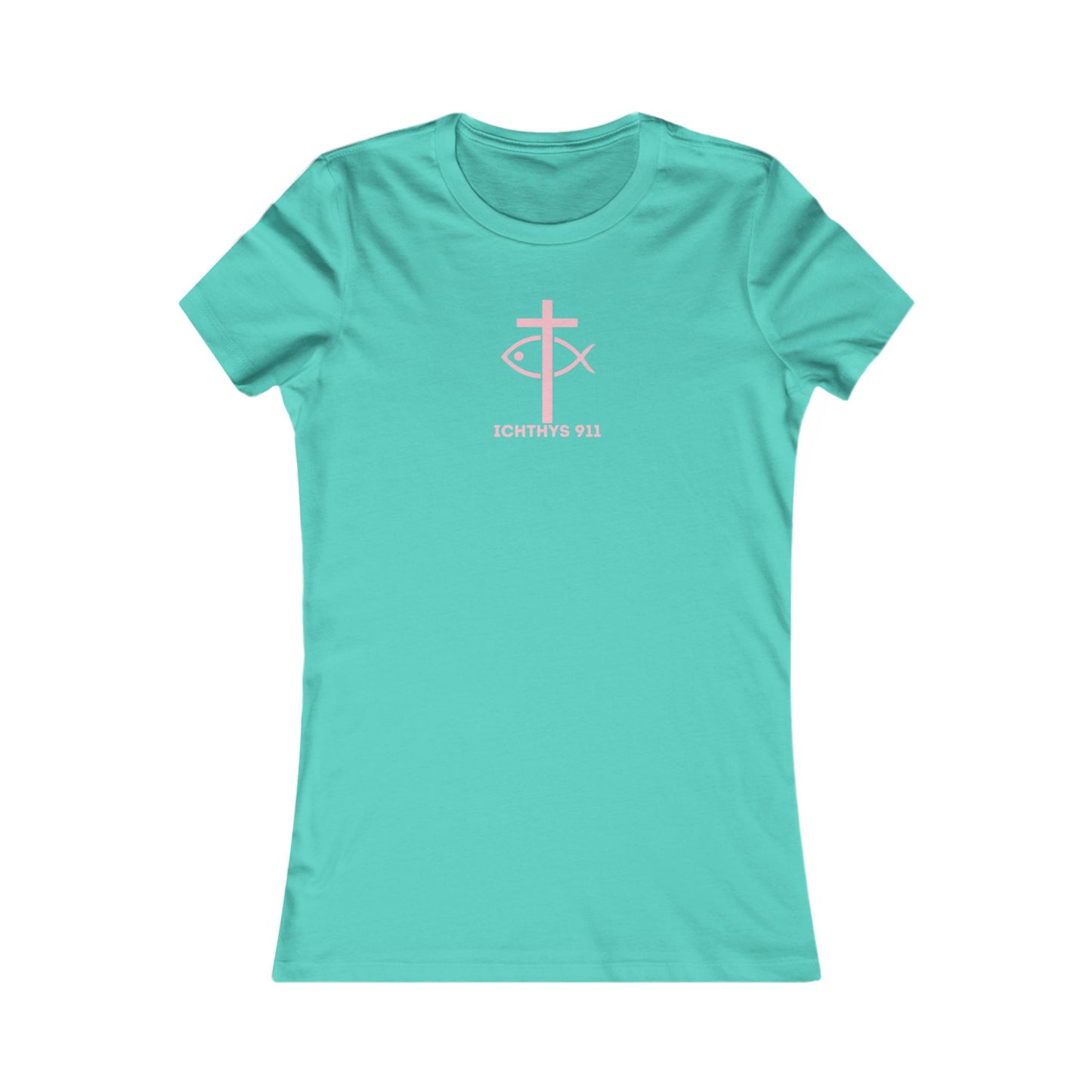 ICHTHYS 911 "Faith Hope Love" Inspirational Women's Favorite Tee - Love and Positivity Shirt - Slim Fit with Longer Body Length