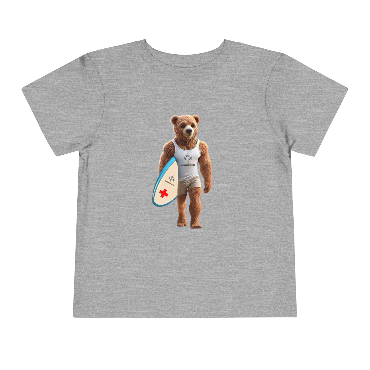 Surfing Bear Toddler Tee - Fun Kids Short Sleeve T-Shirt - ICHTYHS 911