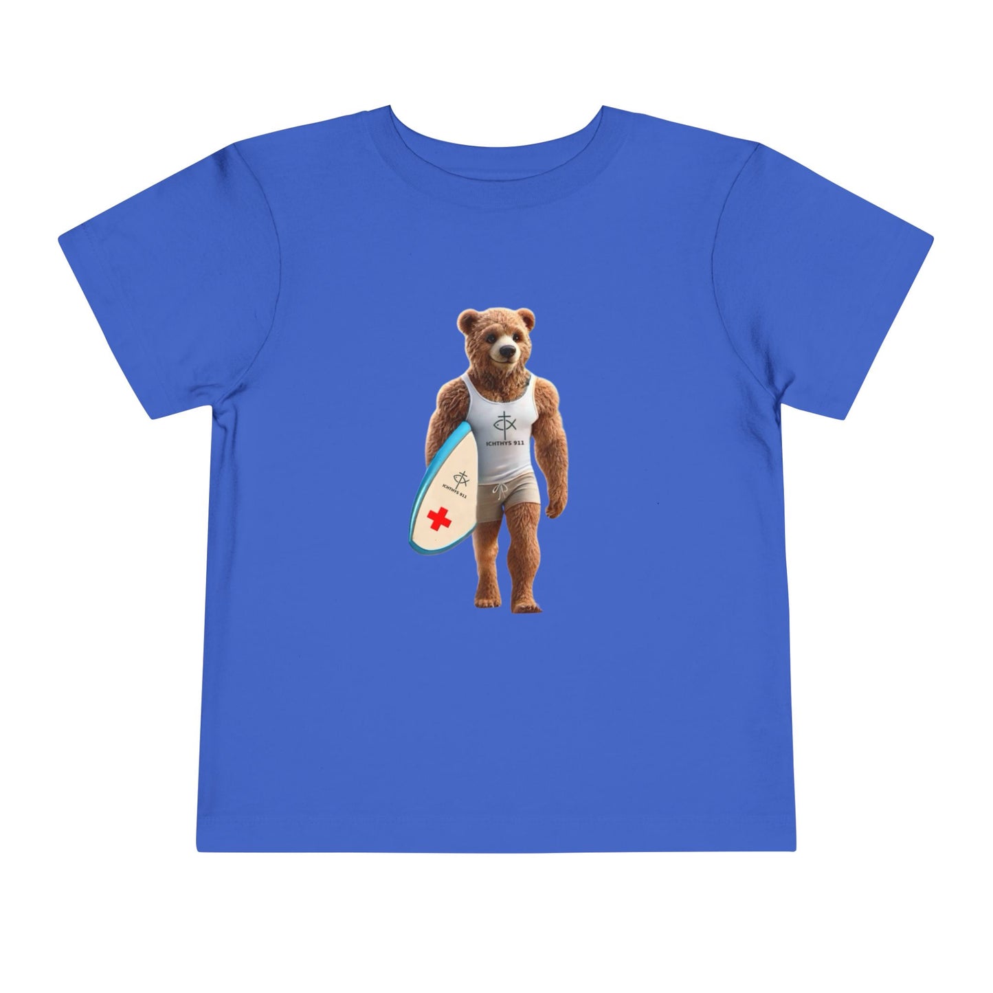 Surfing Bear Toddler Tee - Fun Kids Short Sleeve T-Shirt - ICHTYHS 911