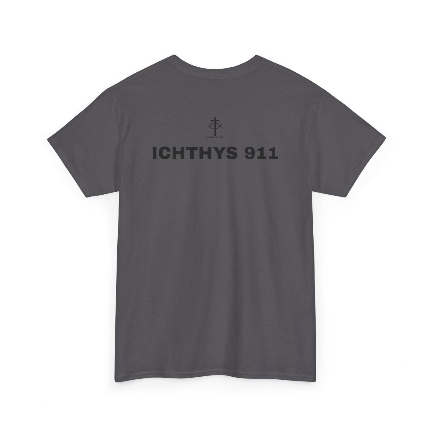 ICHTHYS 911 - "Authentic Design" - Unisex T-Shirt - Heavy Cotton T-Shirt - Jesus Fish - Men's T-Shirt - Women T-Shirt Christian Faith - Unisex Clothing