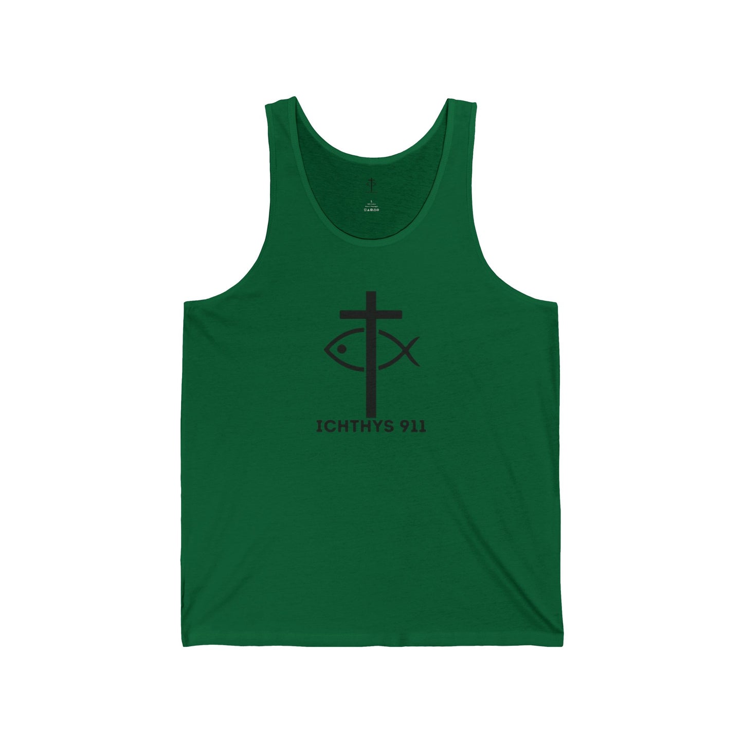 13th Disciple Collection - Black Font - Unisex Jersey Tank Top - Casual Christian Symbol Graphic Tank Top - ICHTHYS 911 - Workout Tank Top - Men Tank - Gym Clothes - Faith Gear
