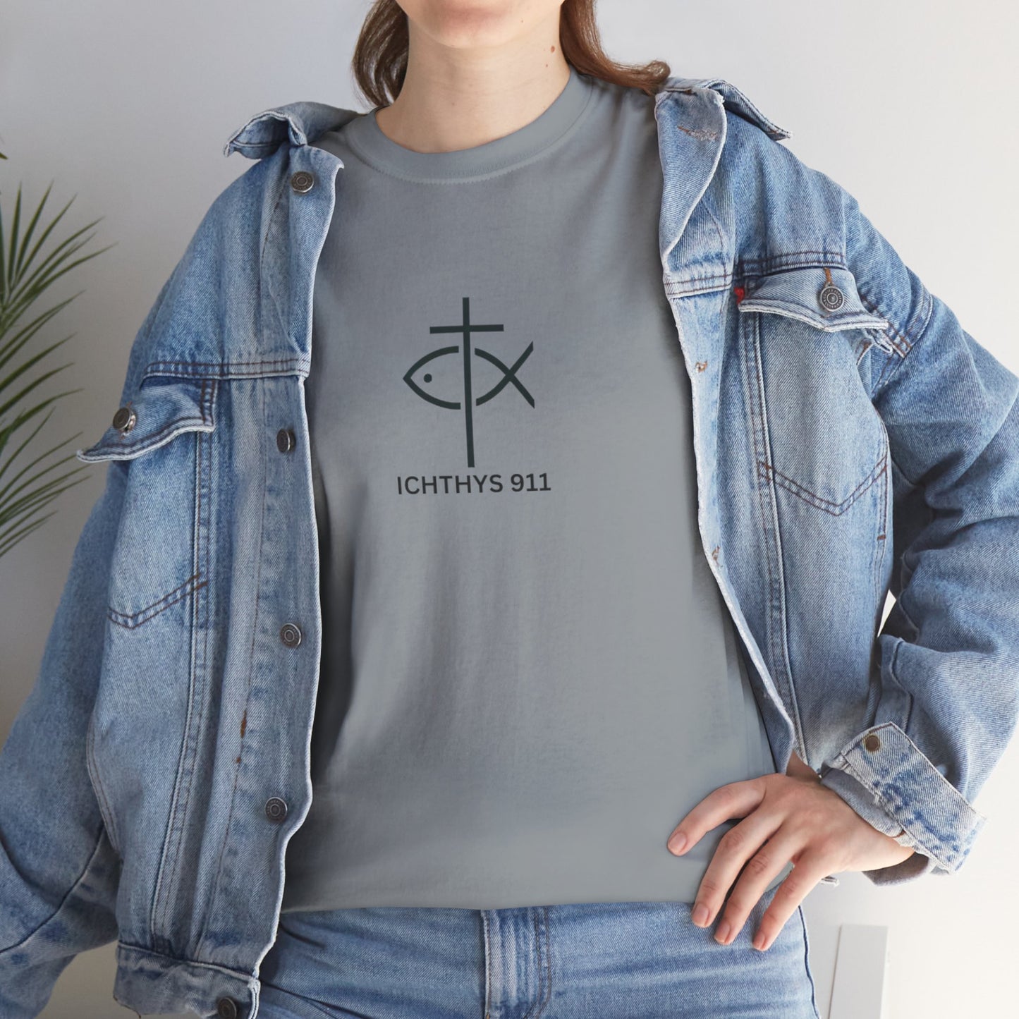 ICHTHYS 911 - "Authentic Design" - Unisex T-Shirt - Heavy Cotton T-Shirt - Jesus Fish - Men's T-Shirt - Women T-Shirt Christian Faith - Unisex Clothing