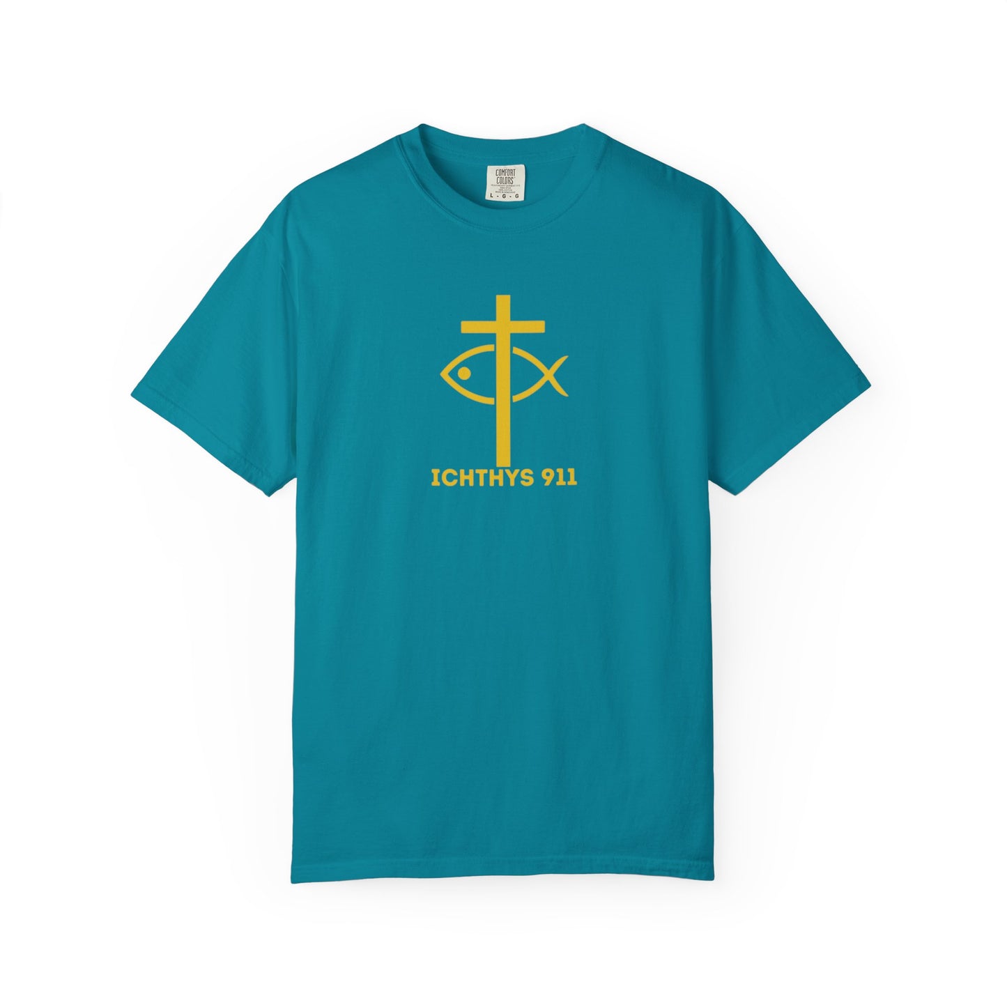 "Faith, Hope, & Love" - Gold Font - Unisex Garment Dyed T-Shirt - 100# US Cotton - Men T-Shirt - Women T-Shirt - Christian T- Shirt -Faith-Inspired Shirt - Christian Fashion - Wear Your Faith - ICHTHYS 911