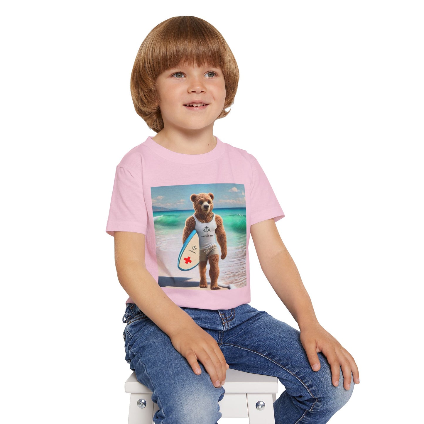 ICHTHYS 911 "Surf Bear" - Toddler T-Shirt - Cool Summer Tee - Match Mom and Dad For Vacation - Family T-Shirt