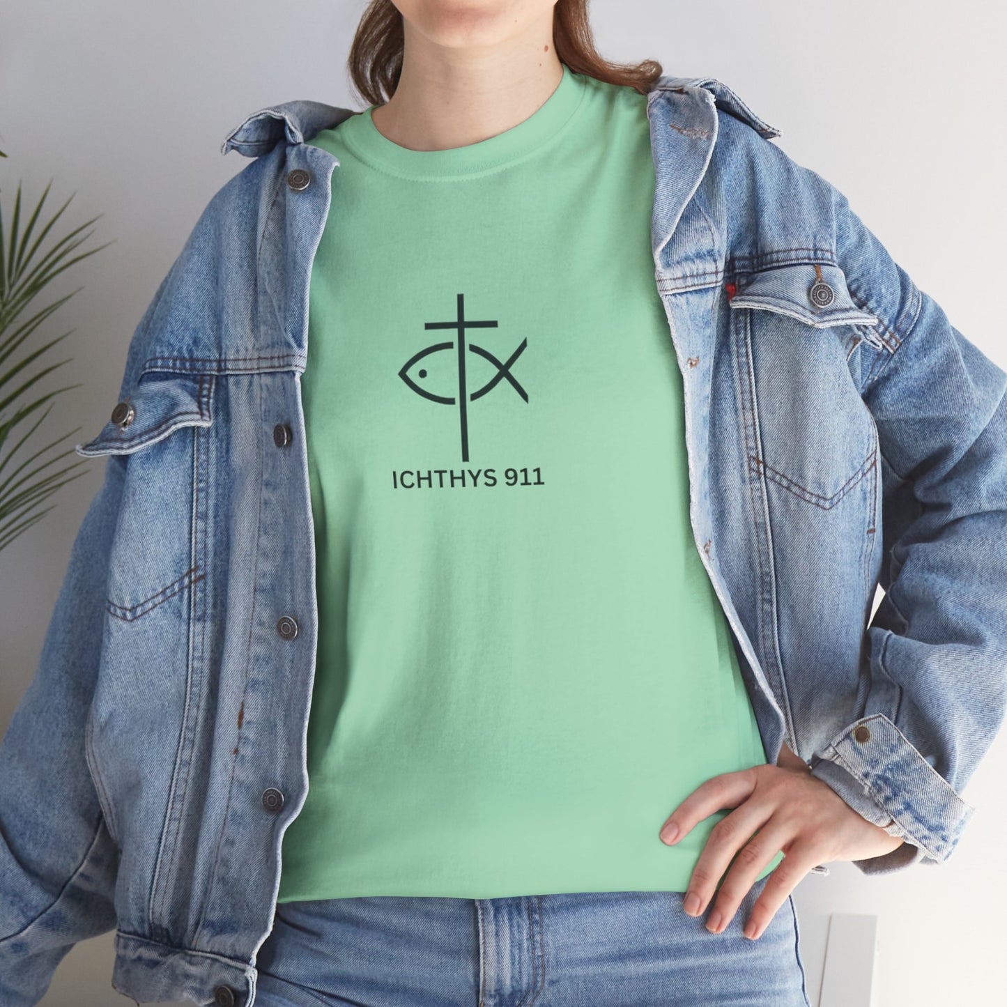 ICHTHYS 911 - "Authentic Design" - Unisex T-Shirt - Heavy Cotton T-Shirt - Jesus Fish - Men's T-Shirt - Women T-Shirt Christian Faith - Unisex Clothing