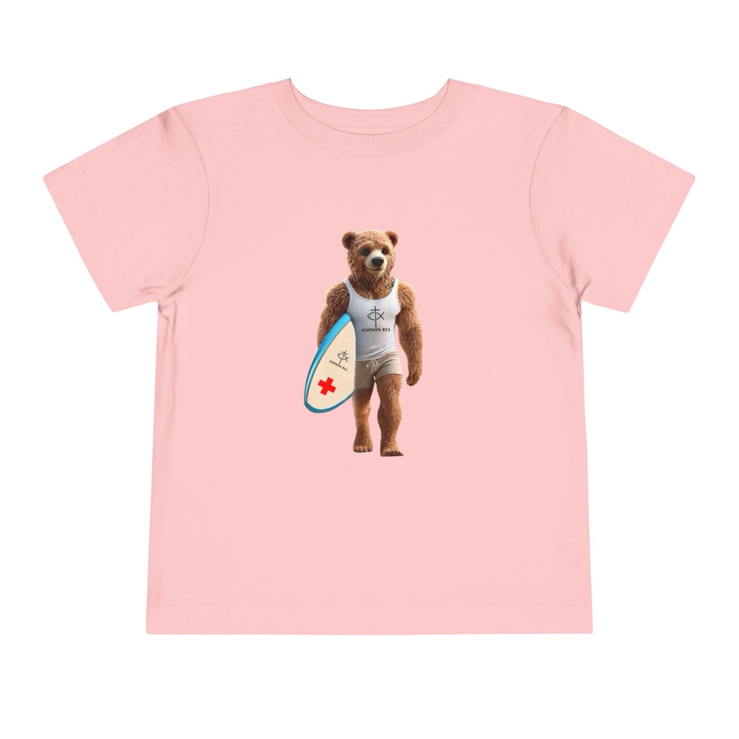 Surfing Bear Toddler Tee - Fun Kids Short Sleeve T-Shirt - ICHTYHS 911