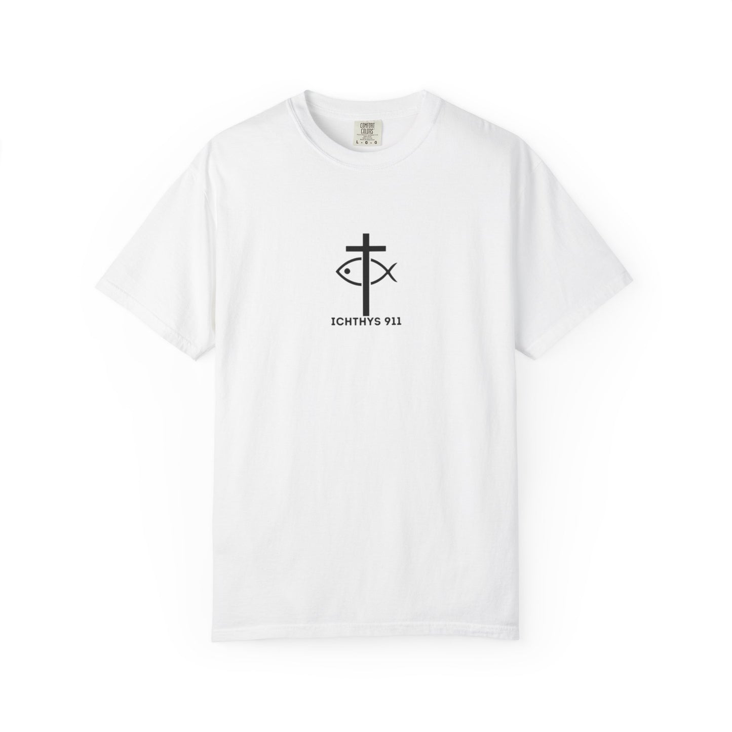 ICHTHYS 911 - Black Font - "13th Disciple" - Collection - Unisex - Women T- Shirt - Men T-Shirt - Christian Garment-Dyed T-Shirt - Faith Fashion