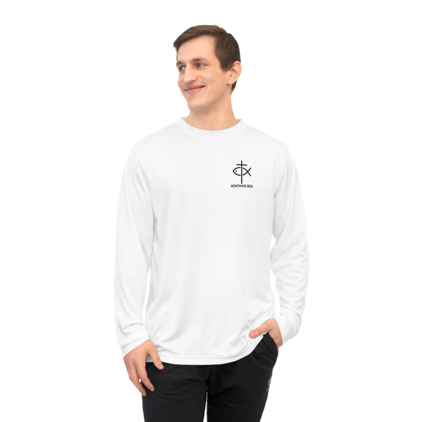 ICHTHYS 911 Badge Unisex Performance Long Sleeve Shirt - Christian Activewear