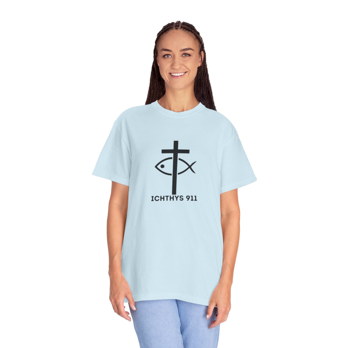 "13th Disciple" - Collection - Unisex - Women T- Shirt - Men T-Shirt - Christian Garment-Dyed T-Shirt - Faith Fashion - ICHTHYS 911 - Black Font