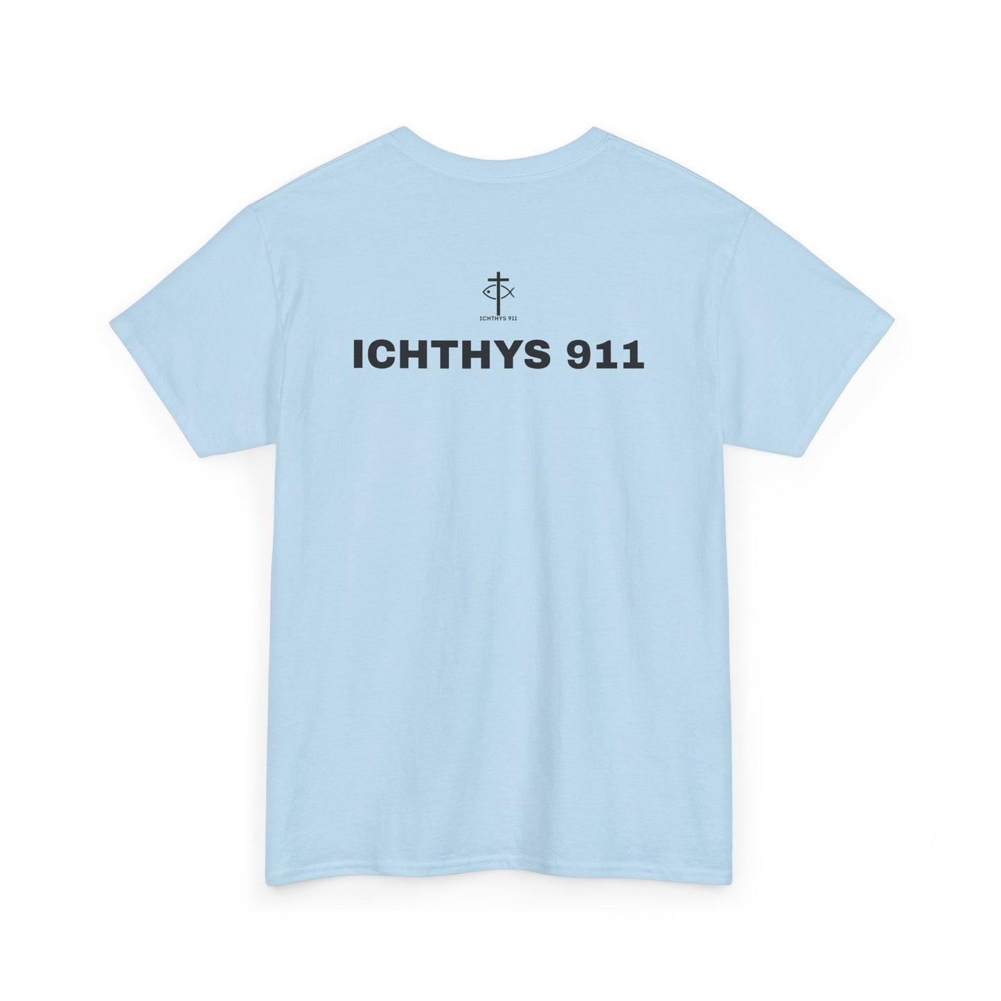 ICHTHYS 911 - "Authentic Design" - Unisex T-Shirt - Heavy Cotton T-Shirt - Jesus Fish - Men's T-Shirt - Women T-Shirt Christian Faith - Unisex Clothing