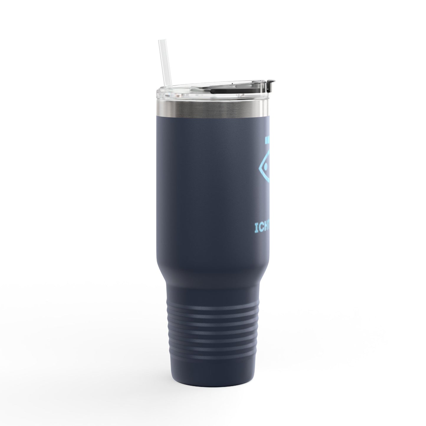 Faith-Inspired Insulated Travel Mug - 40oz with ICHTYS 911 Design