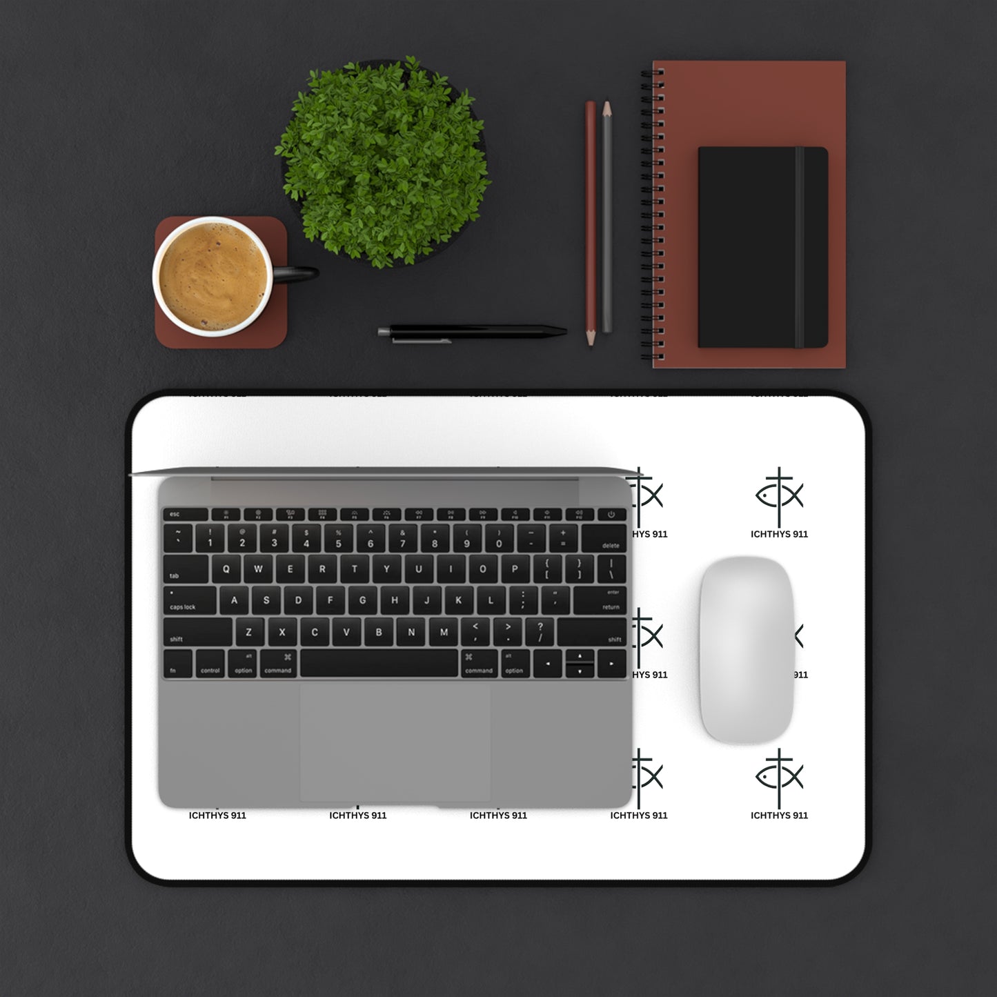 Personalized Black Desk Mat with Monogram Design - Stylish Office Accessory for Creatives