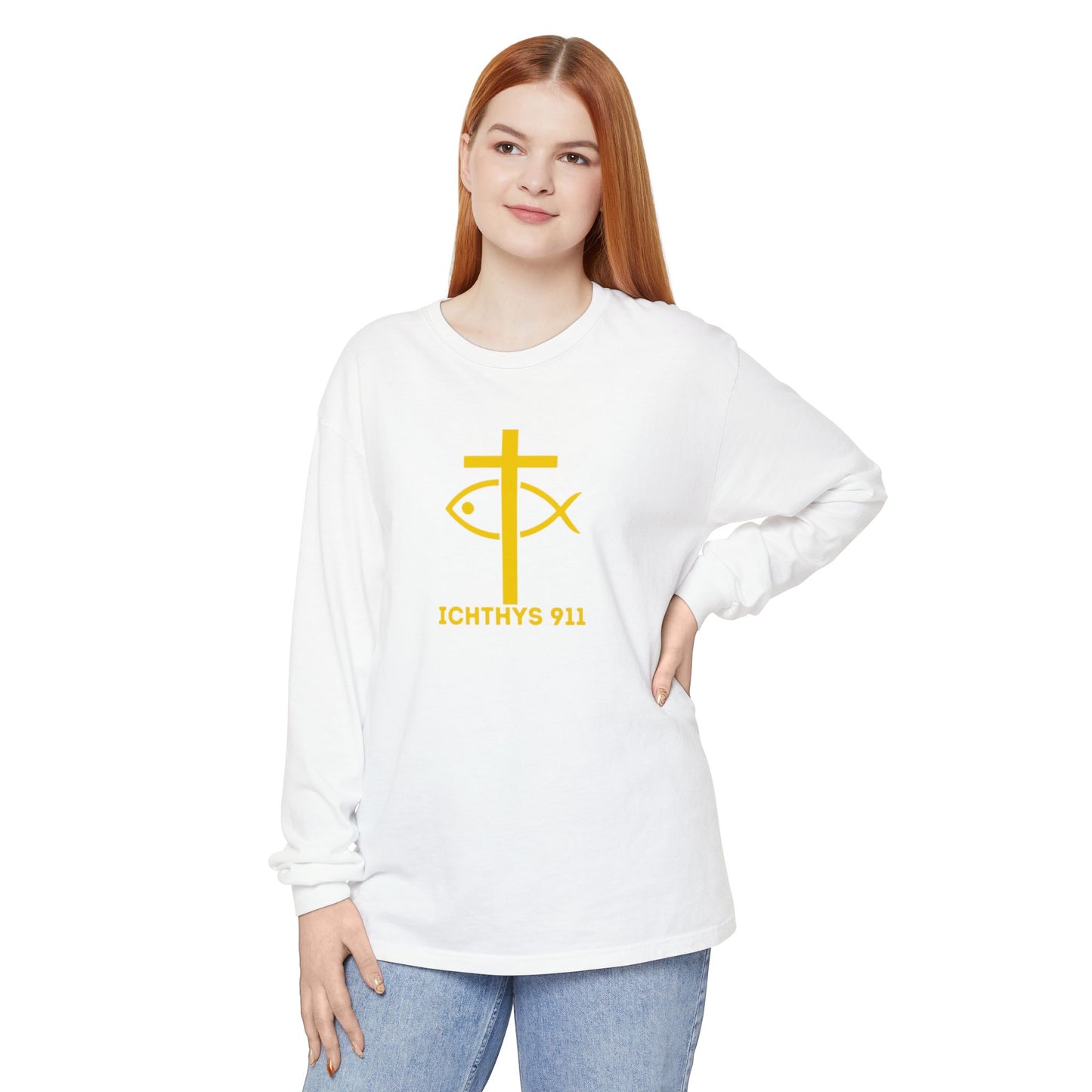 “Roll With God, Love Like Jesus” Bike Graphic -Unisex T- Shirt - Gold Font - Men T- Shirt - Women T-Shirt - Christian T-Shirt - ICHTHYS 911 - Soft - Garment-Dyed