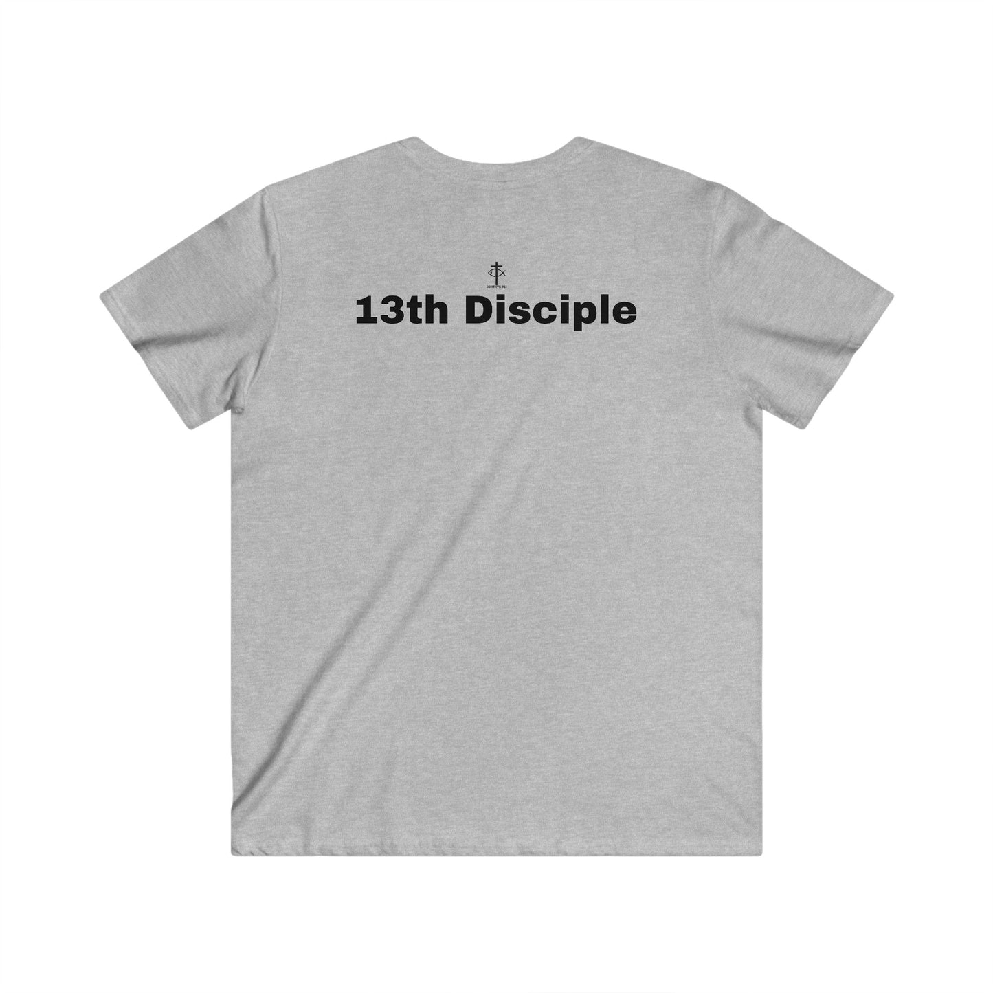 13th Disciple Collection - Men's Fitted V-Neck - Short Sleeve T - Shirt - Faith-Inspired - Christian - Black Font - ICHTHYS 911