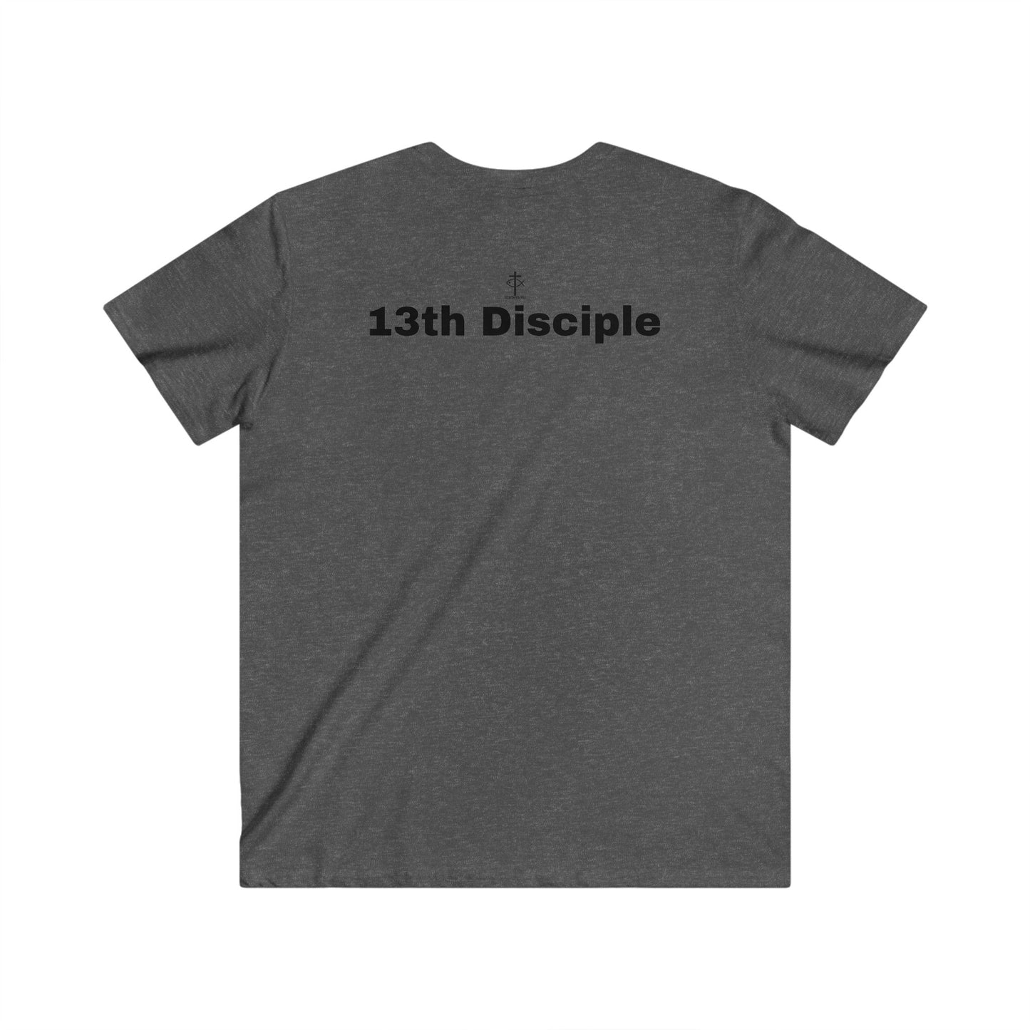 13th Disciple Collection - Men's Fitted V-Neck - Short Sleeve T - Shirt - Faith-Inspired - Christian - Black Font - ICHTHYS 911