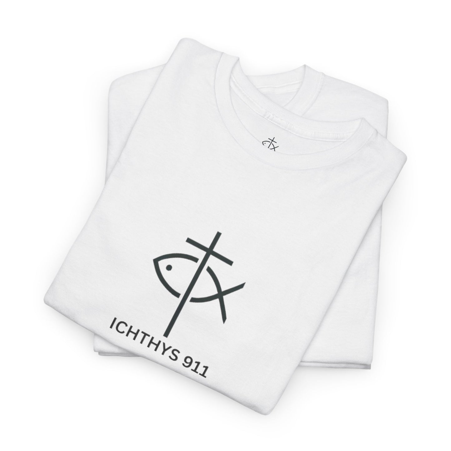ICHTHYS 911 - "Authentic Design" - Unisex T-Shirt - Heavy Cotton T-Shirt - Jesus Fish - Men's T-Shirt - Women T-Shirt Christian Faith - Unisex Clothing