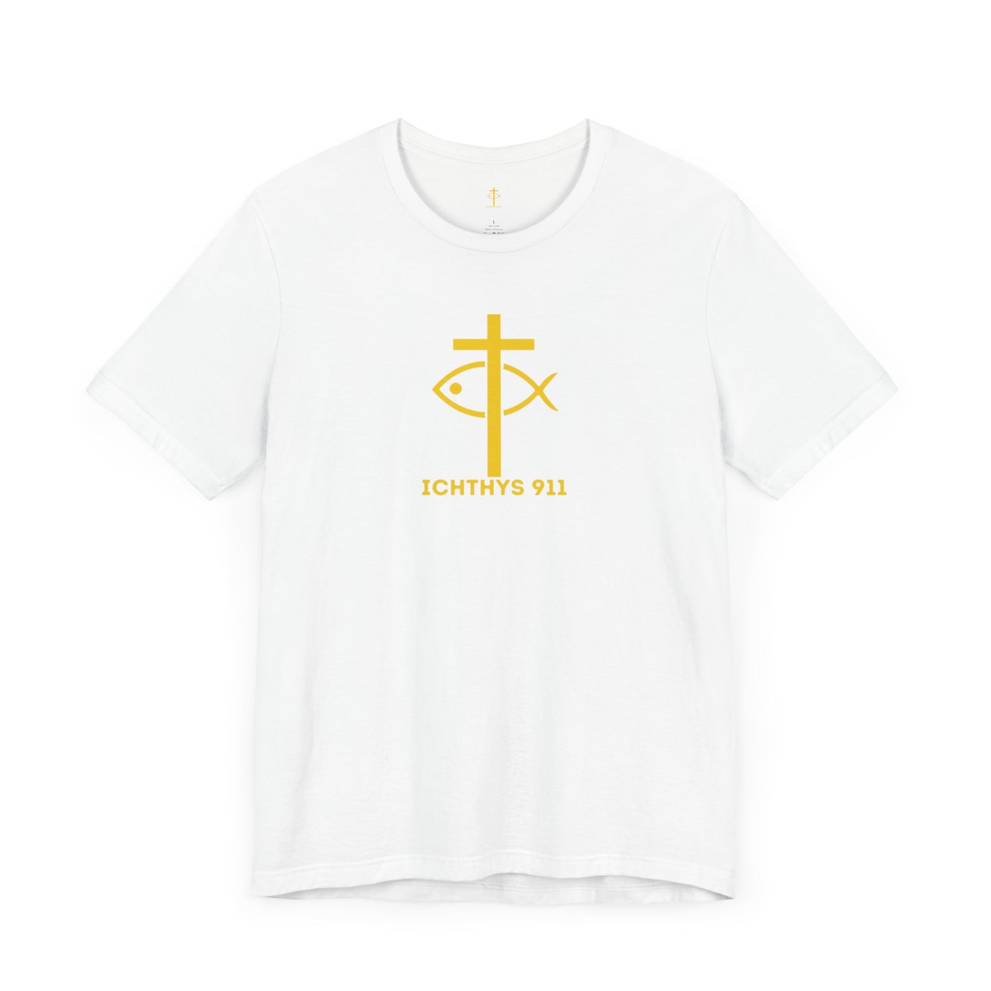ICHTHYS 911 - "Roll With God Ride With Jesus" - Gold Font - Unisex T- Shirt - Lightweight 100% Cotton - Summer T - Arm Form Fitting - Men T- Shirt - Women T-Shirt - Christian T-Shirt