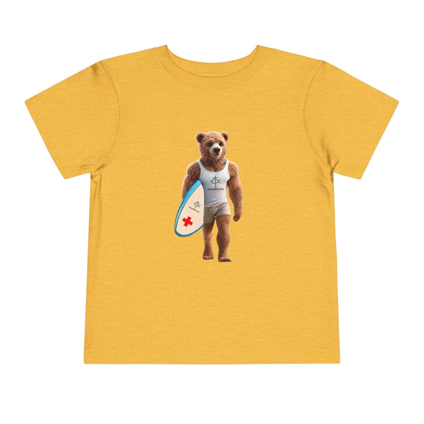 Surfing Bear Toddler Tee - Fun Kids Short Sleeve T-Shirt - ICHTYHS 911