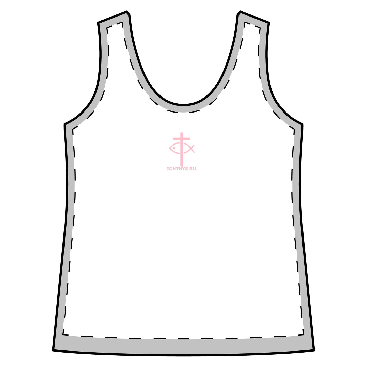 ICHTHYS 911 "Dressed in Grace, Covered in Faith" - Sporty Racerback Tank for Women - Perfect for Active Lifestyle & Casual Wear -ICHTHYS 911 Logo