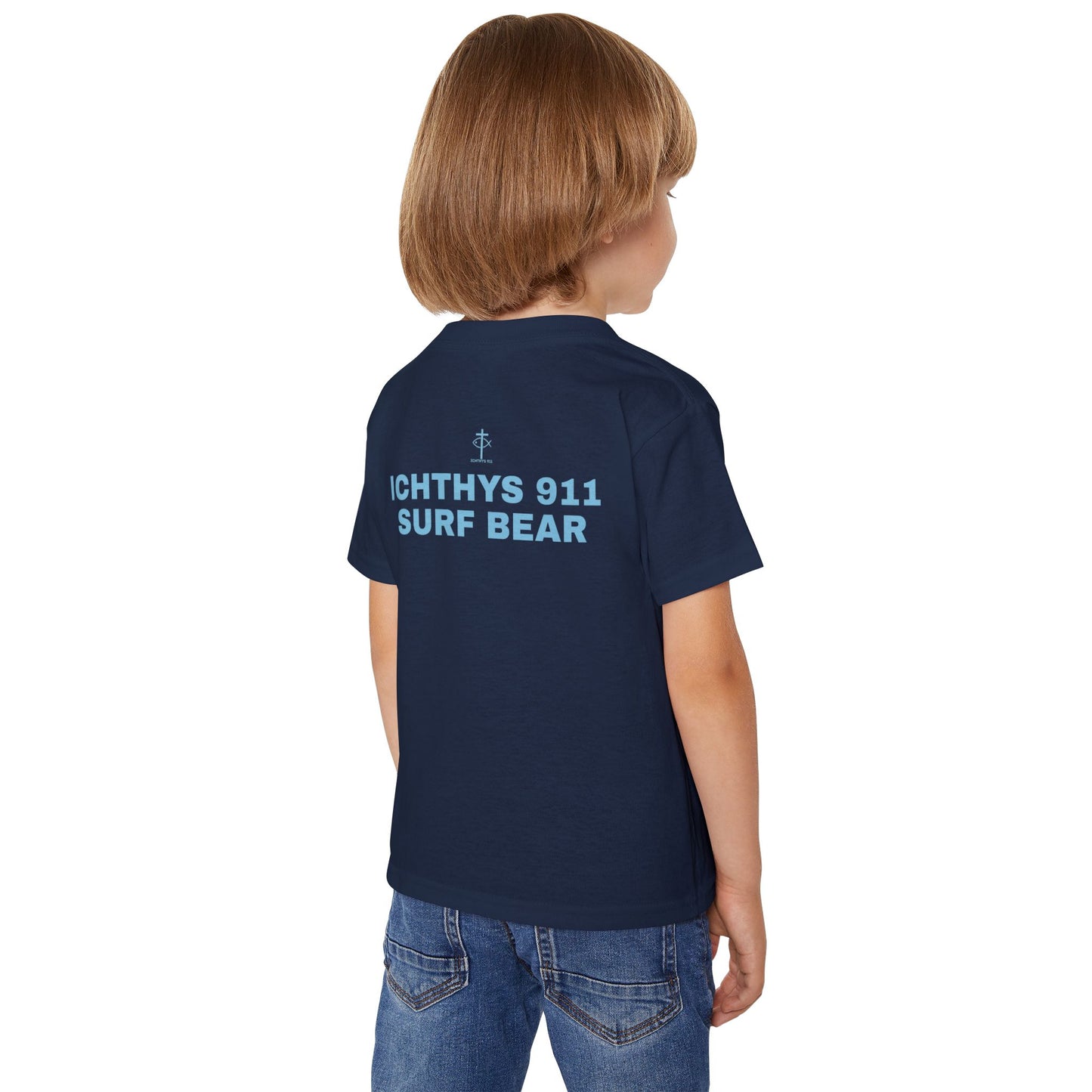 ICHTHYS 911 "Surf Bear" - Toddler T-Shirt - Cool Summer Tee - Match Mom and Dad For Vacation - Family T-Shirt