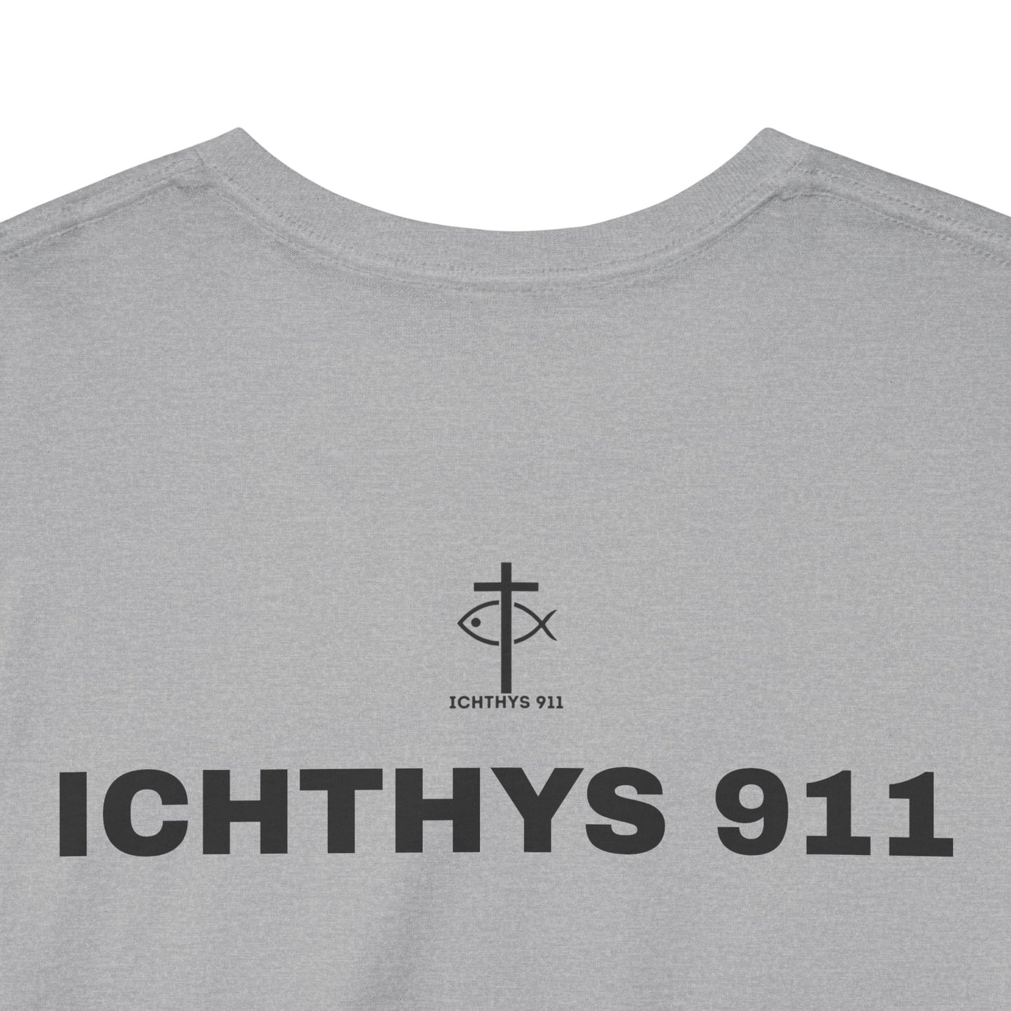 ICHTHYS 911 - "Authentic Design" - Unisex T-Shirt - Heavy Cotton T-Shirt - Jesus Fish - Men's T-Shirt - Women T-Shirt Christian Faith - Unisex Clothing
