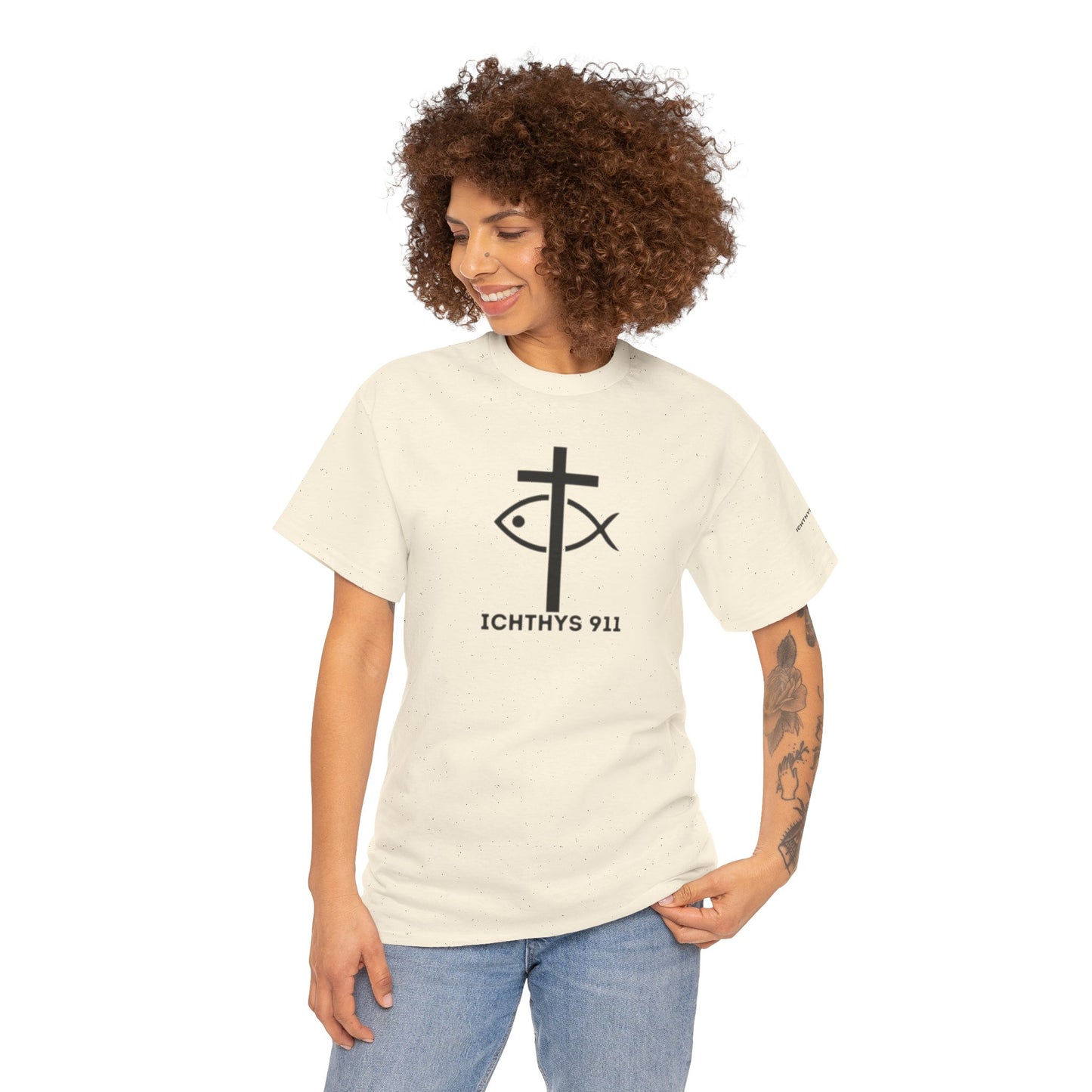 Authentic Design - Unisex T-Shirt - Heavy Cotton T-Shirt - Jesus Fish - Men's T-Shirt - Women T-Shirt Christian Faith - Unisex Clothing - ICHTHYS 911