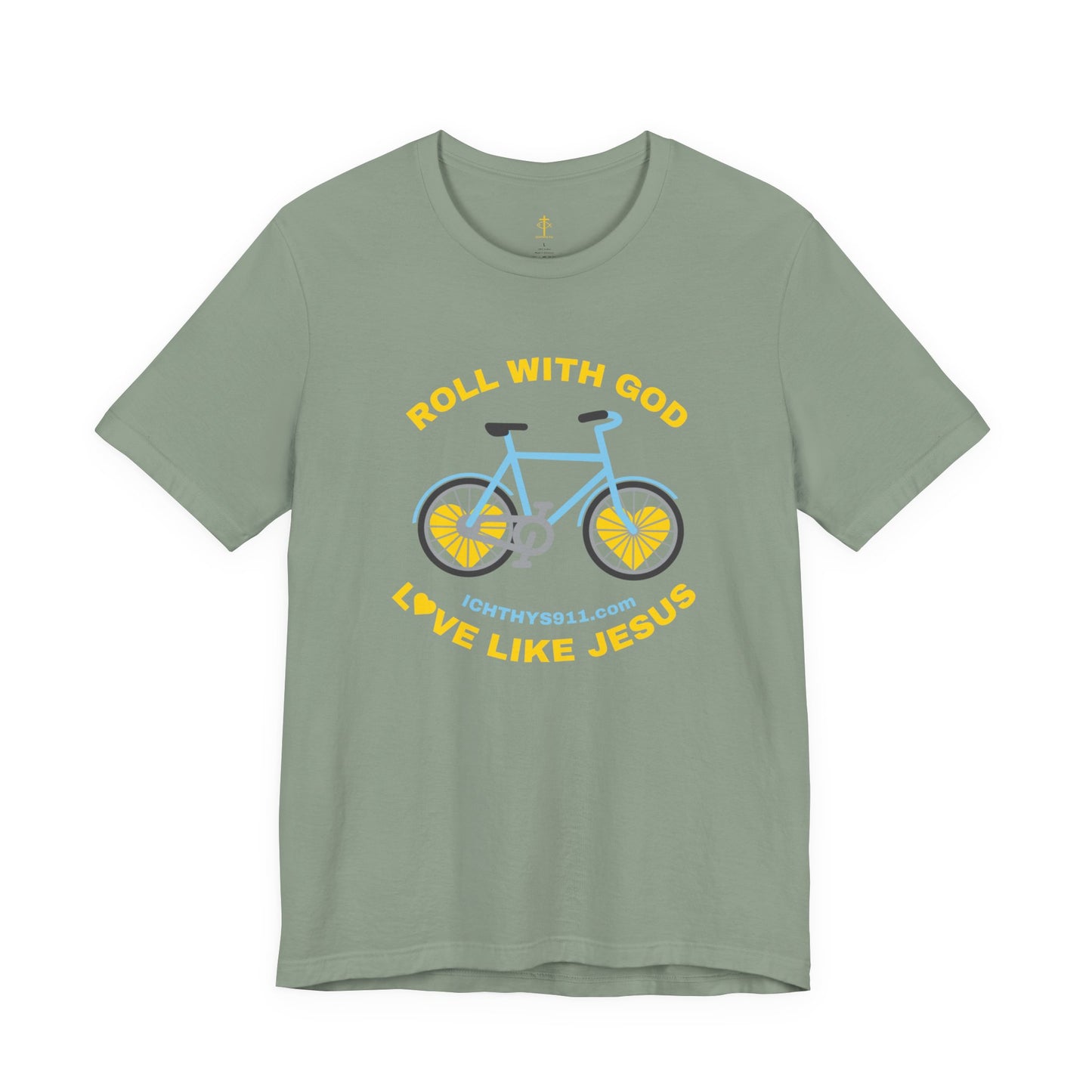 Roll With God Love Like Jesus - Reverse Design - Unisex T- Shirt - Lightweight 100% Cotton - Summer T - Arm Form Fitting - Men T- Shirt - Women T-Shirt - Christian T-Shirt - Love Like Jesus ICHTHYS 911