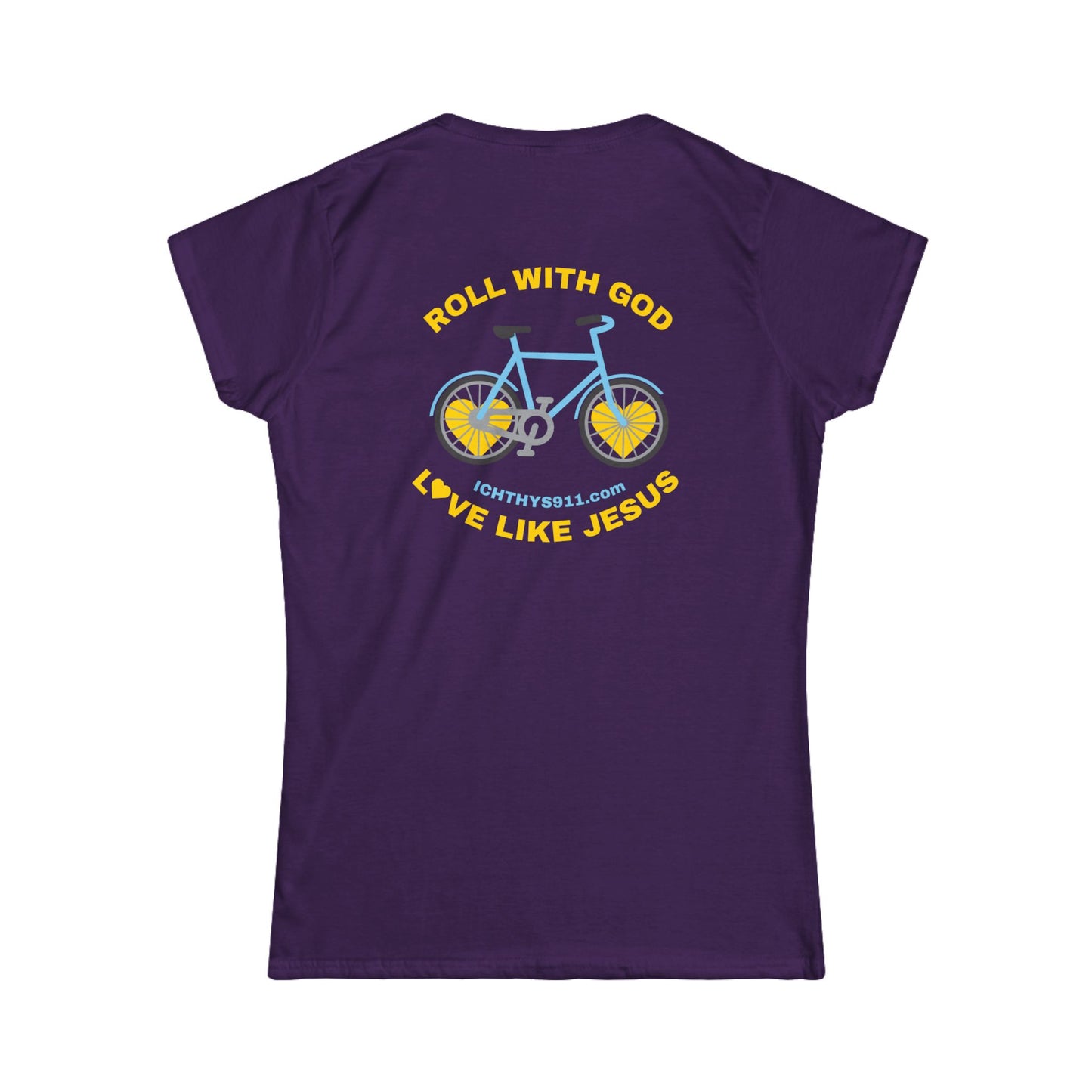 ICHTHYS 911 - "Roll With God Love Like Jesus" Faith-Inspired Women's Tee - Summer Light T-Shirt - Wear Your Faith - Softstyle Tee