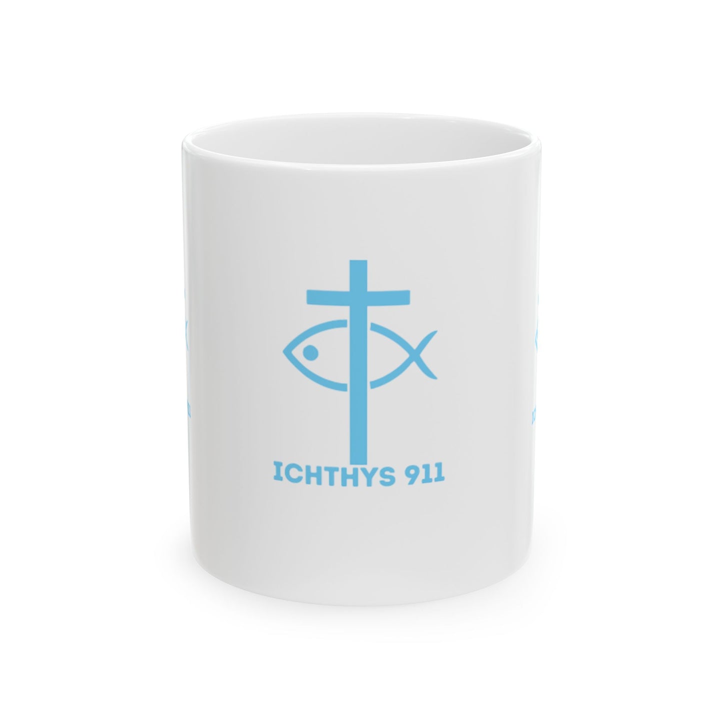 ICHTHYS 911 Ceramic Mug - Inspirational Christian Coffee Cup (11oz & 15oz) Jesus and coffee...winning