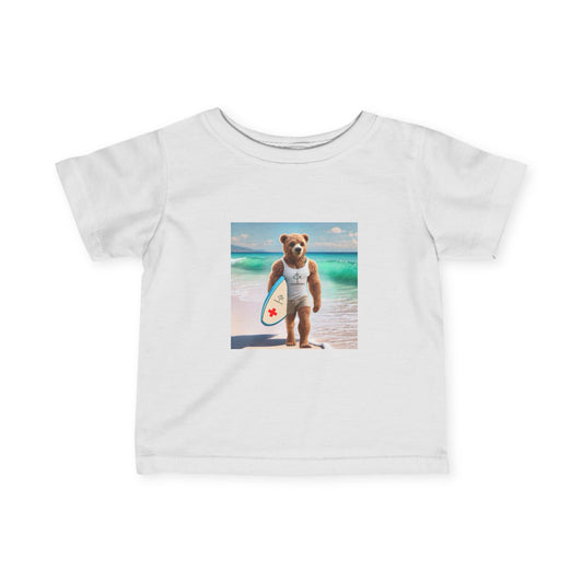ICHTHYS 911 "Surf Bear" - Cute Surf Bear Infant Tee - Perfect for Beach Days & Summer Fun - Family Matching Shirts - See All Sizes - Adult to Infant-