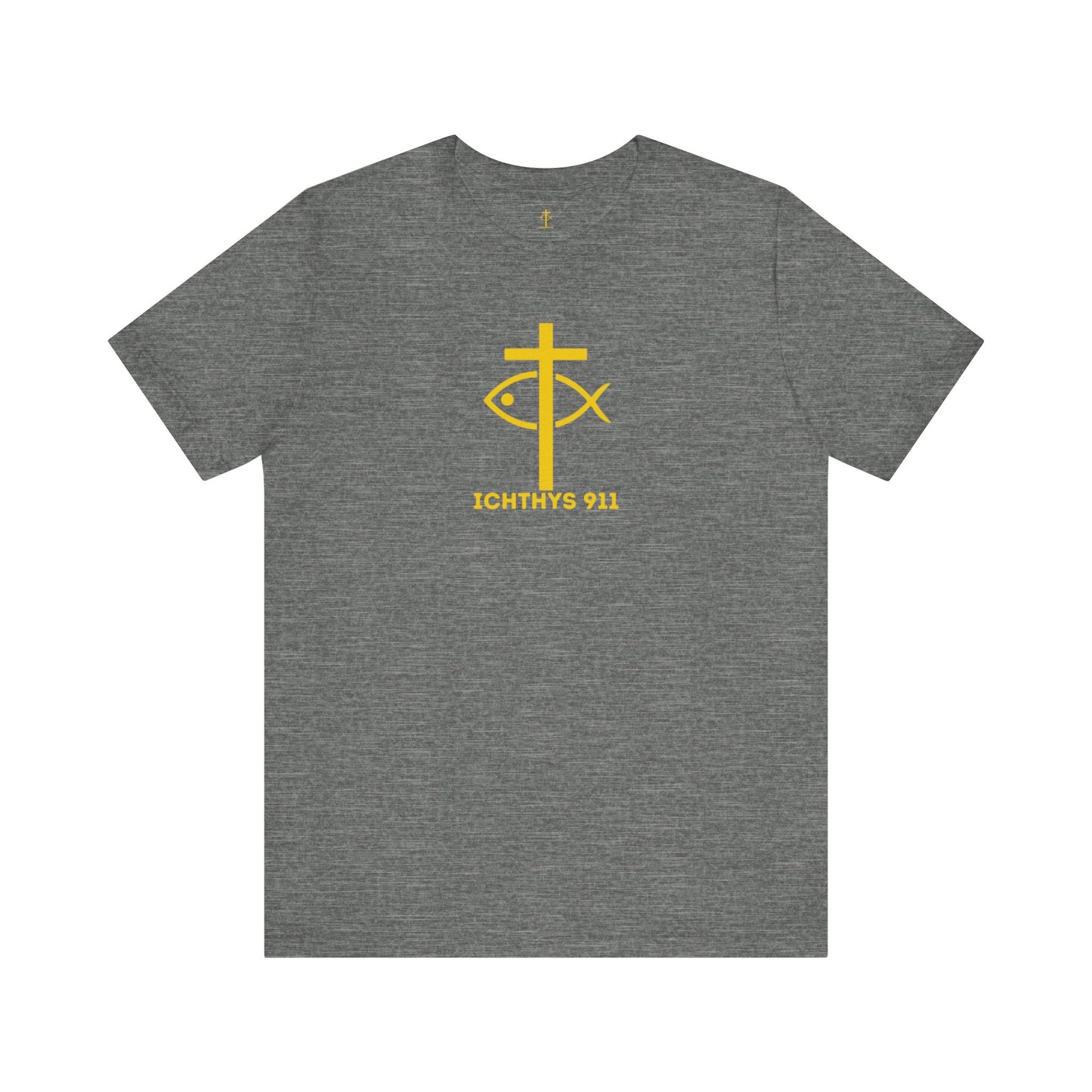ICHTHYS 911 - "Roll With God Ride With Jesus" - Gold Font - Unisex T- Shirt - Lightweight 100% Cotton - Summer T - Arm Form Fitting - Men T- Shirt - Women T-Shirt - Christian T-Shirt