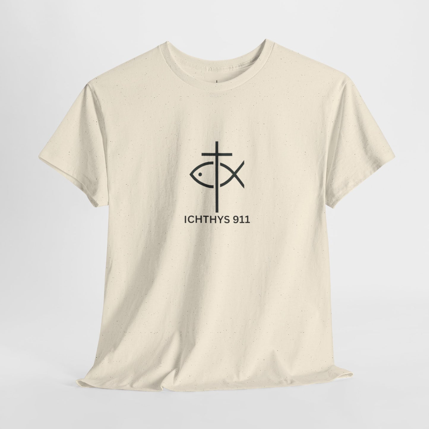 ICHTHYS 911 - "Authentic Design" - Unisex T-Shirt - Heavy Cotton T-Shirt - Jesus Fish - Men's T-Shirt - Women T-Shirt Christian Faith - Unisex Clothing