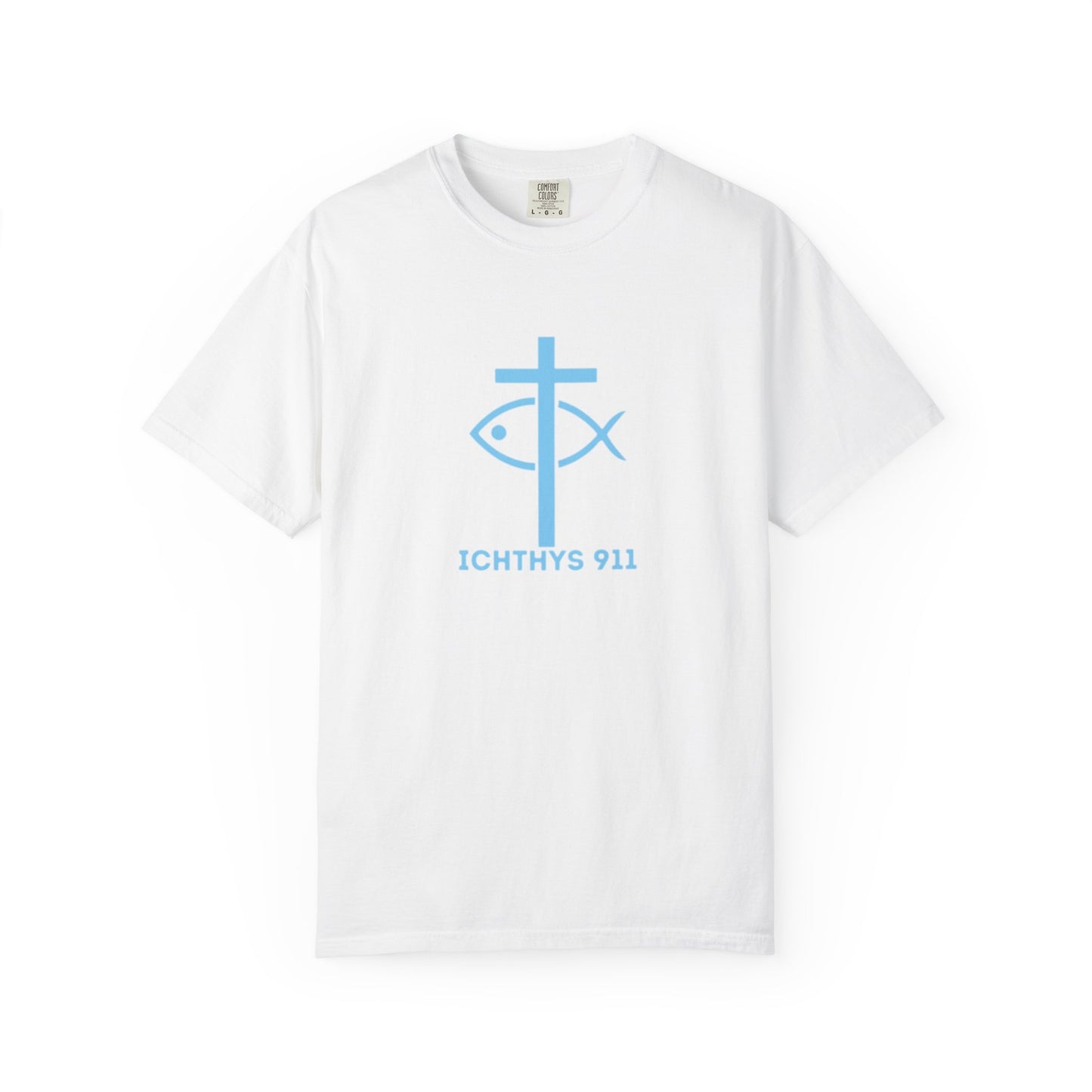 Strength Through Christ Philippians 4:13 - Blue Font - Unisex Garment Dyed T- Shirt - 100% US Cotton -Men T-Shirt - Women T-Shirt- Christian Activewear