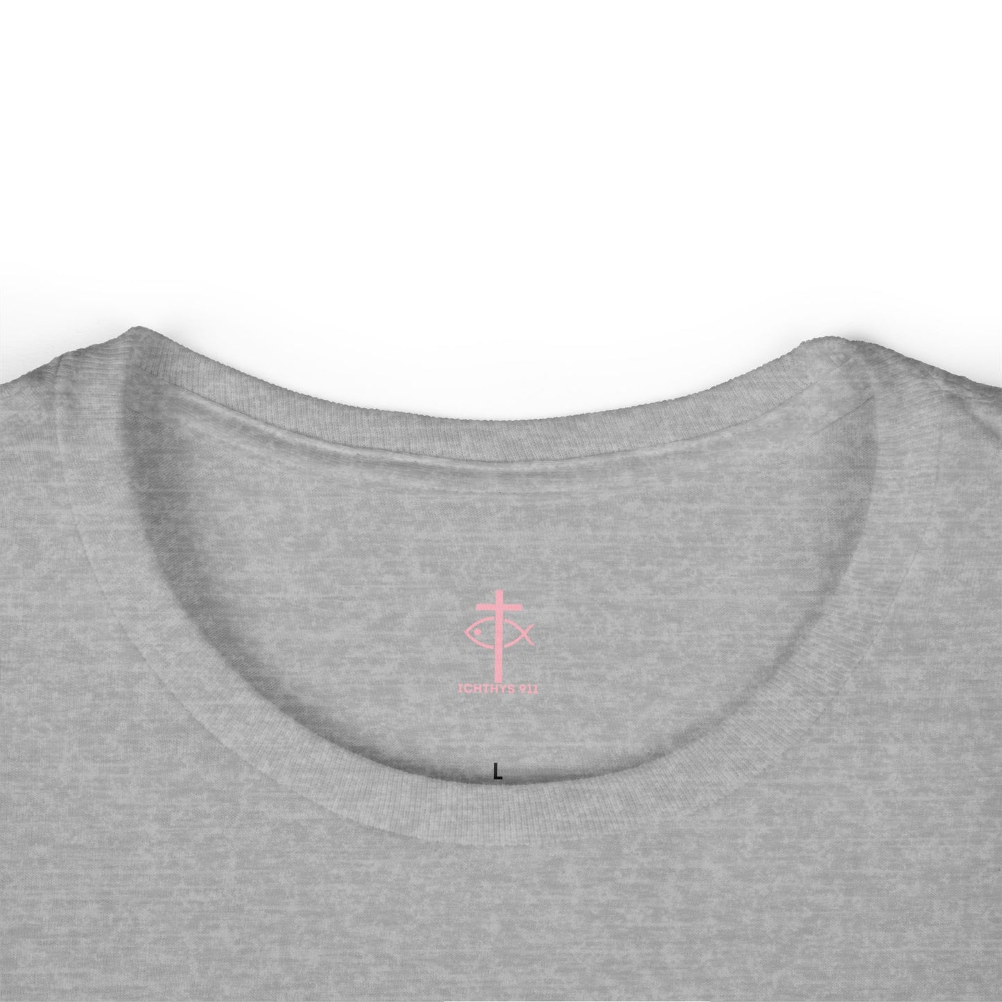 ICHTHYS 911 - "Roll With God Love Like Jesus" - Pink Font - Faith-Inspired Women's Tee - Summer Light T-Shirt - Wear Your Faith - Soft style Tee