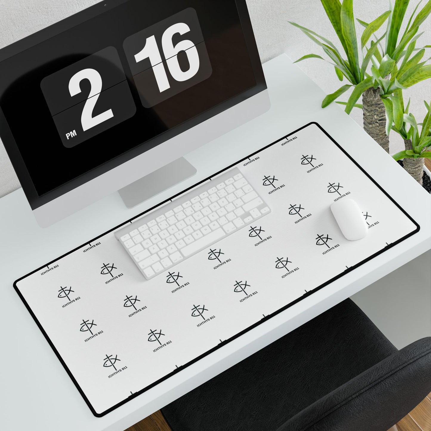 Minimalist Desk Mat with Stylish Icons - Perfect for Home Office & Gaming