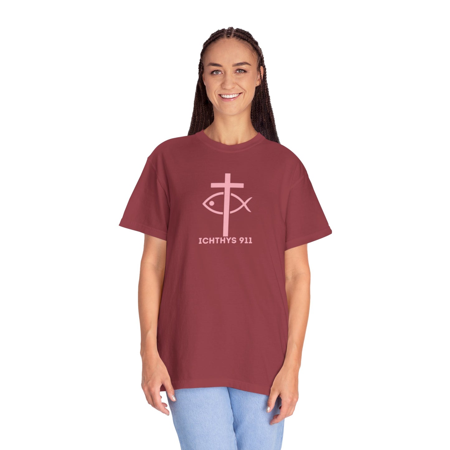 Faith, Hope, & Love - Pink font - Unisex Garment Dyed T-Shirt - 100% US Cotton - Men T-Shirt - Christian Women Tee - Faith-Inspired Shirt - Christian Fashion - Wear Your Faith - Additional Colors Added