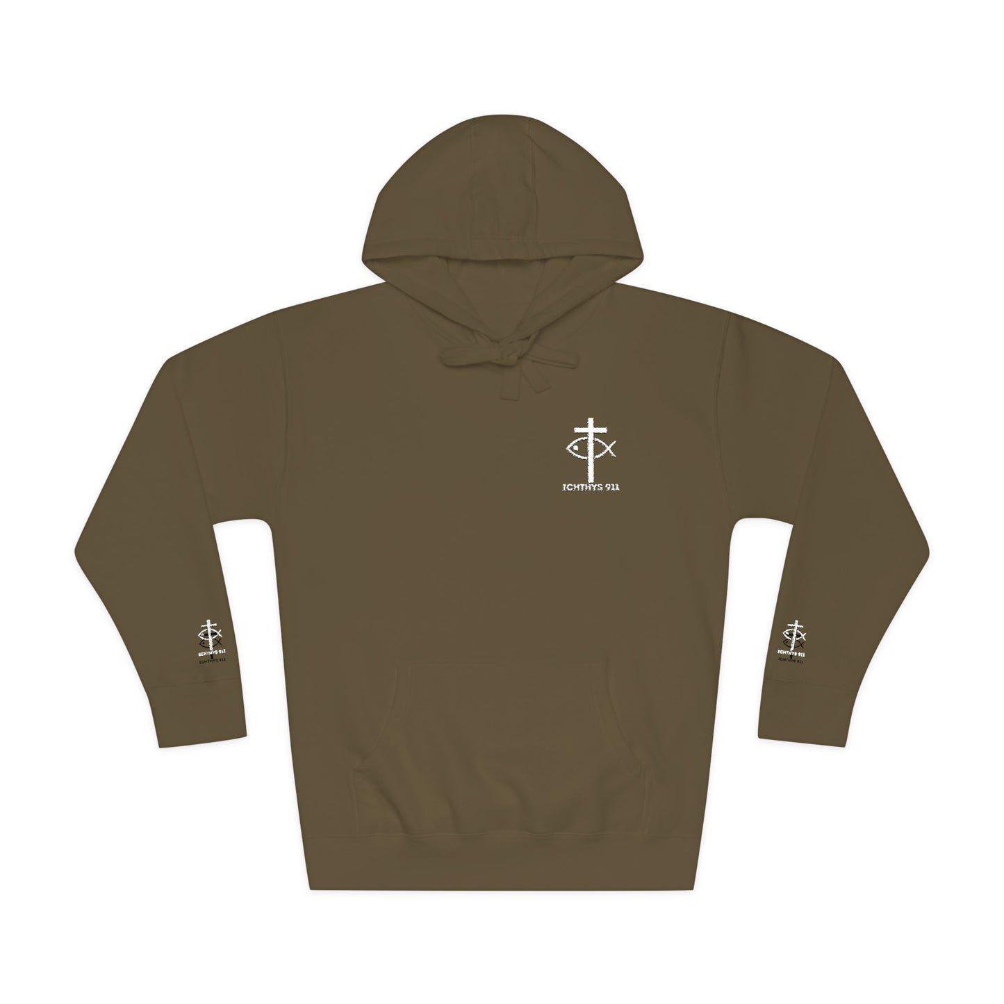 ICHTHYS 911 Embroidery Hoodie Pullover - Unsex - Elevated Embroider Gift for Her or Him - Christian Wear