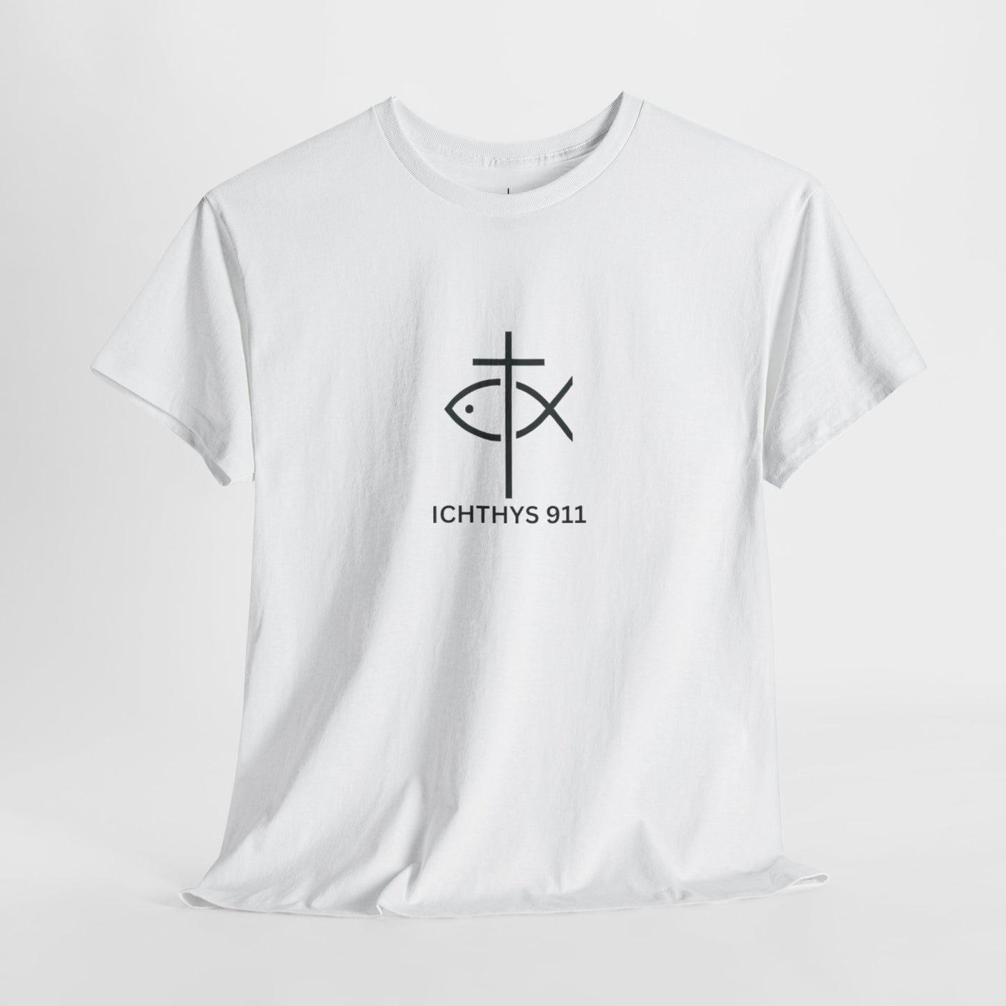 ICHTHYS 911 - "Authentic Design" - Unisex T-Shirt - Heavy Cotton T-Shirt - Jesus Fish - Men's T-Shirt - Women T-Shirt Christian Faith - Unisex Clothing
