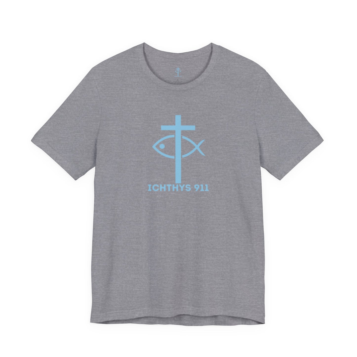 ICHTHYS 911 - "Roll With God Ride With Jesus" - Blue Font - Unisex T- Shirt - Lightweight 100% Cotton - Summer T - Arm Form Fitting - Men T- Shirt - Women T-Shirt - Christian T-Shirt - Love Like Jesus