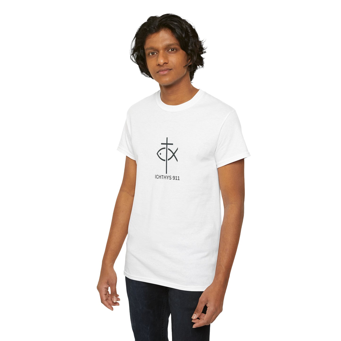 ICHTHYS 911 - "Authentic Design" - Unisex T-Shirt - Heavy Cotton T-Shirt - Jesus Fish - Men's T-Shirt - Women T-Shirt Christian Faith - Unisex Clothing
