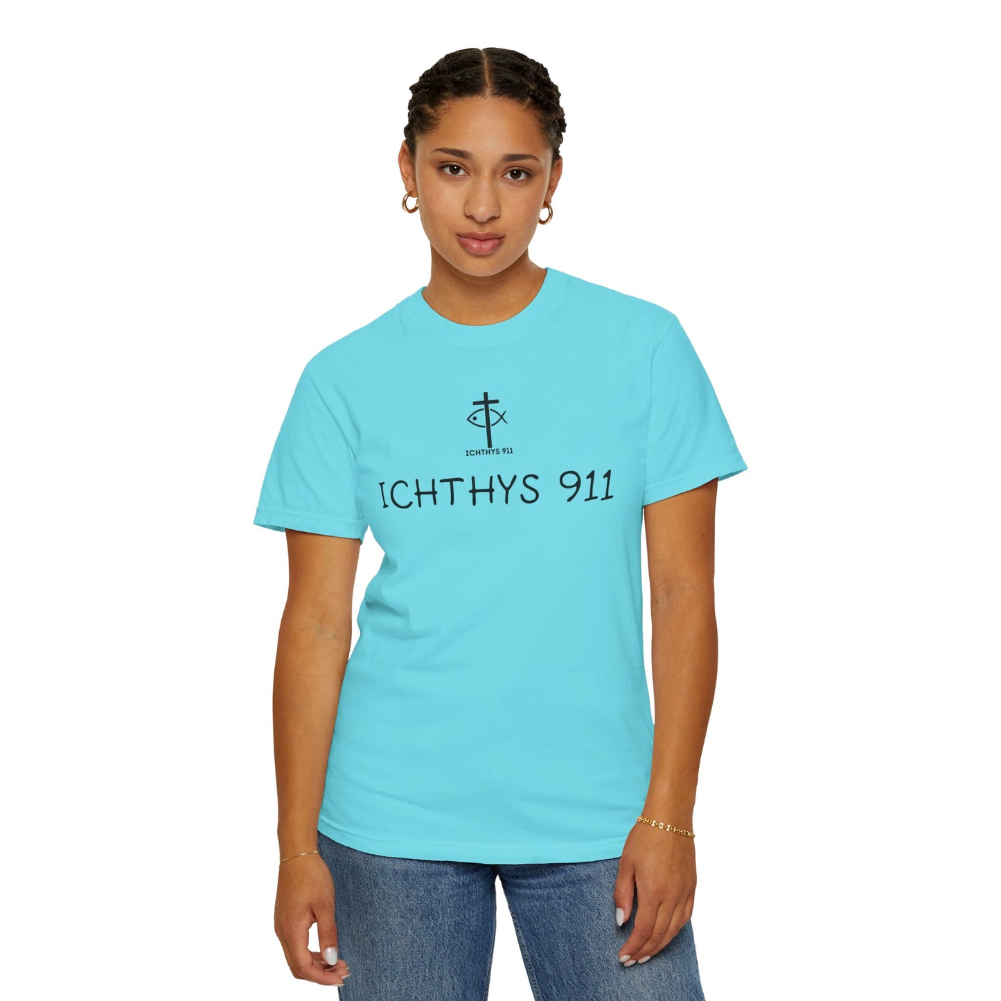 ICHTHYS 911 - "Authentic - Reverse" Black Font - Unisex T - Women T - Men T -Christian Tee - Faith-Inspired Shirt - Christian Fashion - Wear Your Faith