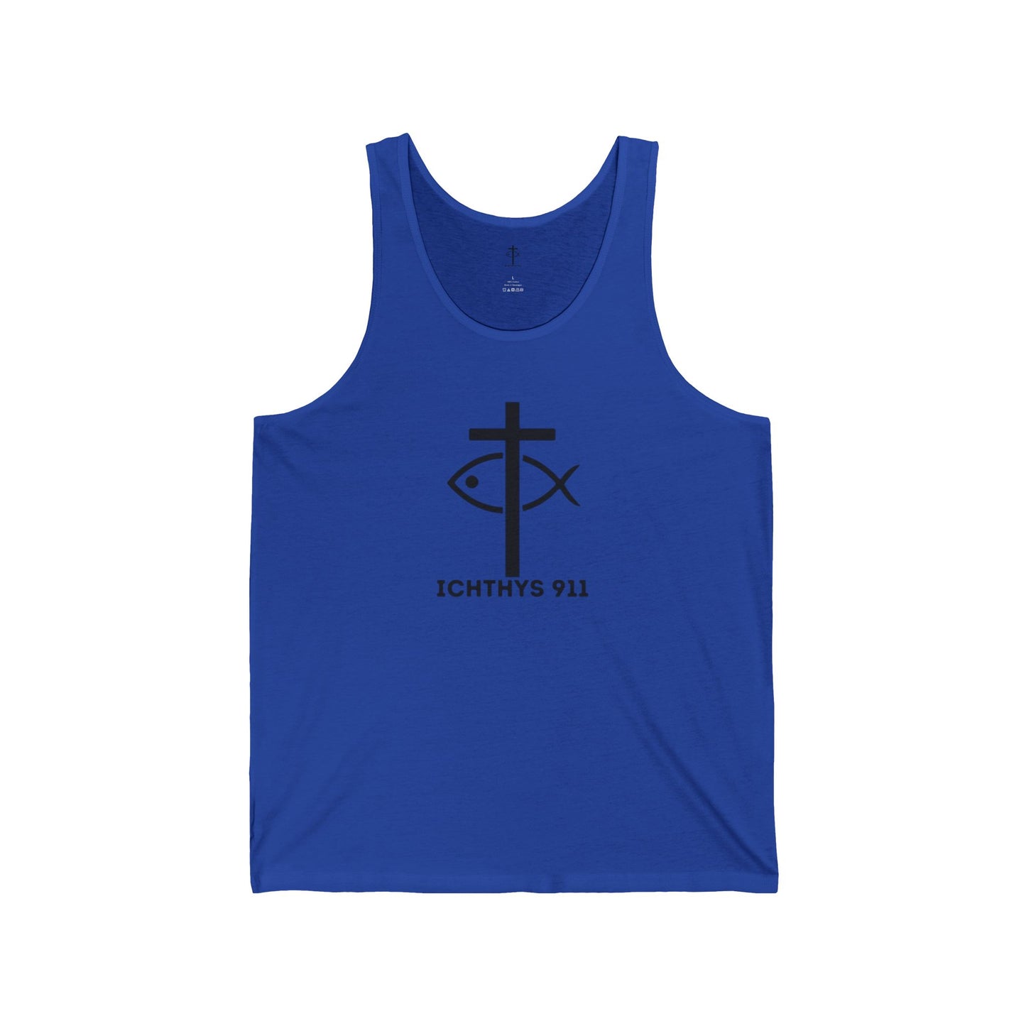 13th Disciple Collection - Black Font - Unisex Jersey Tank Top - Casual Christian Symbol Graphic Tank Top - ICHTHYS 911 - Workout Tank Top - Men Tank - Gym Clothes - Faith Gear