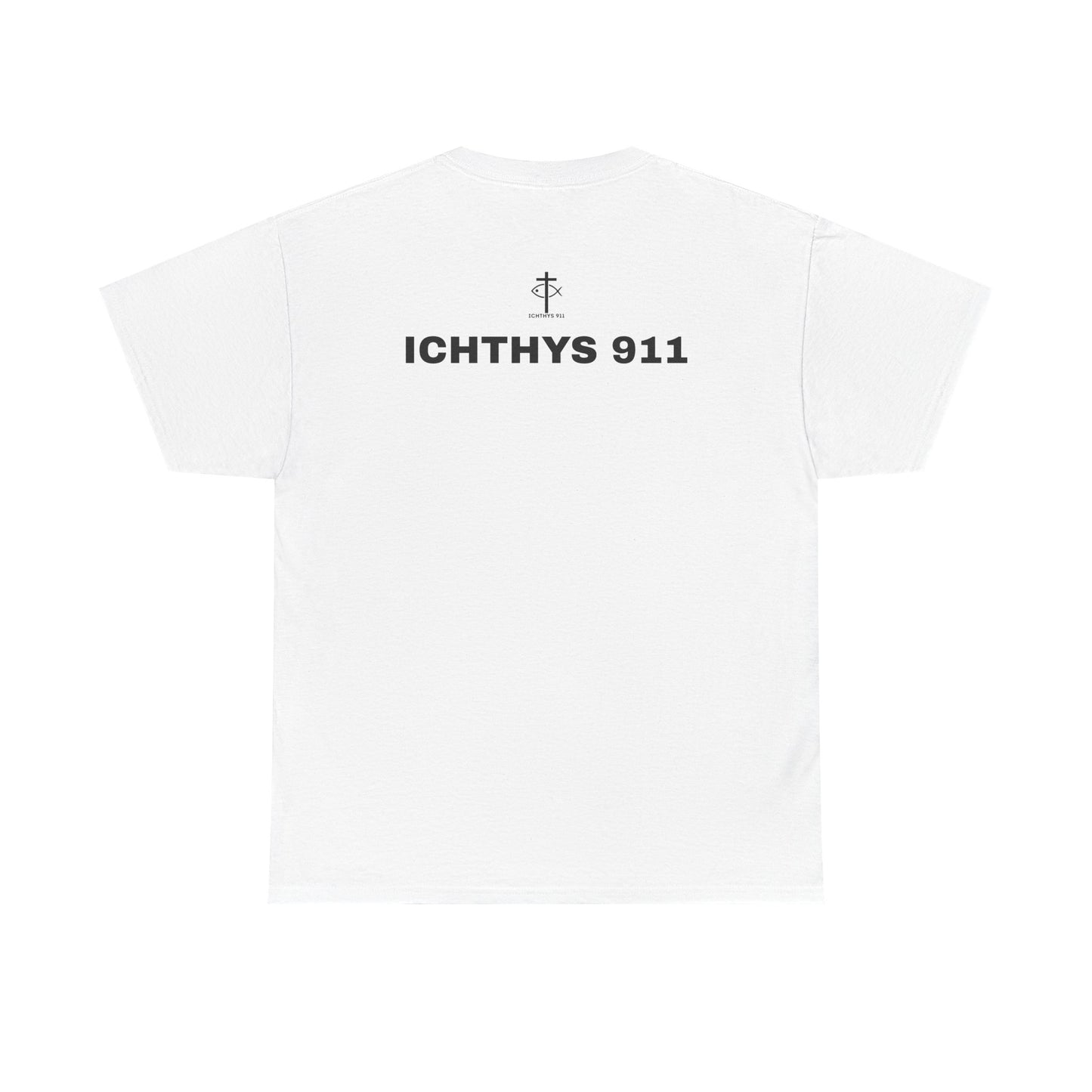 ICHTHYS 911 - "Authentic Design" - Unisex T-Shirt - Heavy Cotton T-Shirt - Jesus Fish - Men's T-Shirt - Women T-Shirt Christian Faith - Unisex Clothing