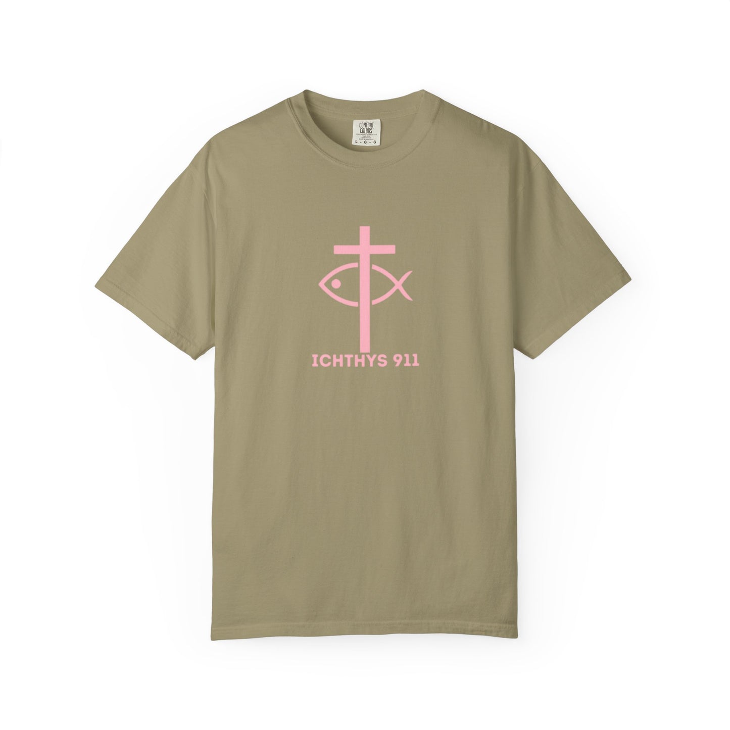 13th Disciple Collection - Christian Streetwear T-Shirt – Jesus Gym & Faith Fashion, Unisex Garment-Dyed T-Shirt Soft Pink Font - Men T-Shirt, Women T-shirt, ICHTHYS 911