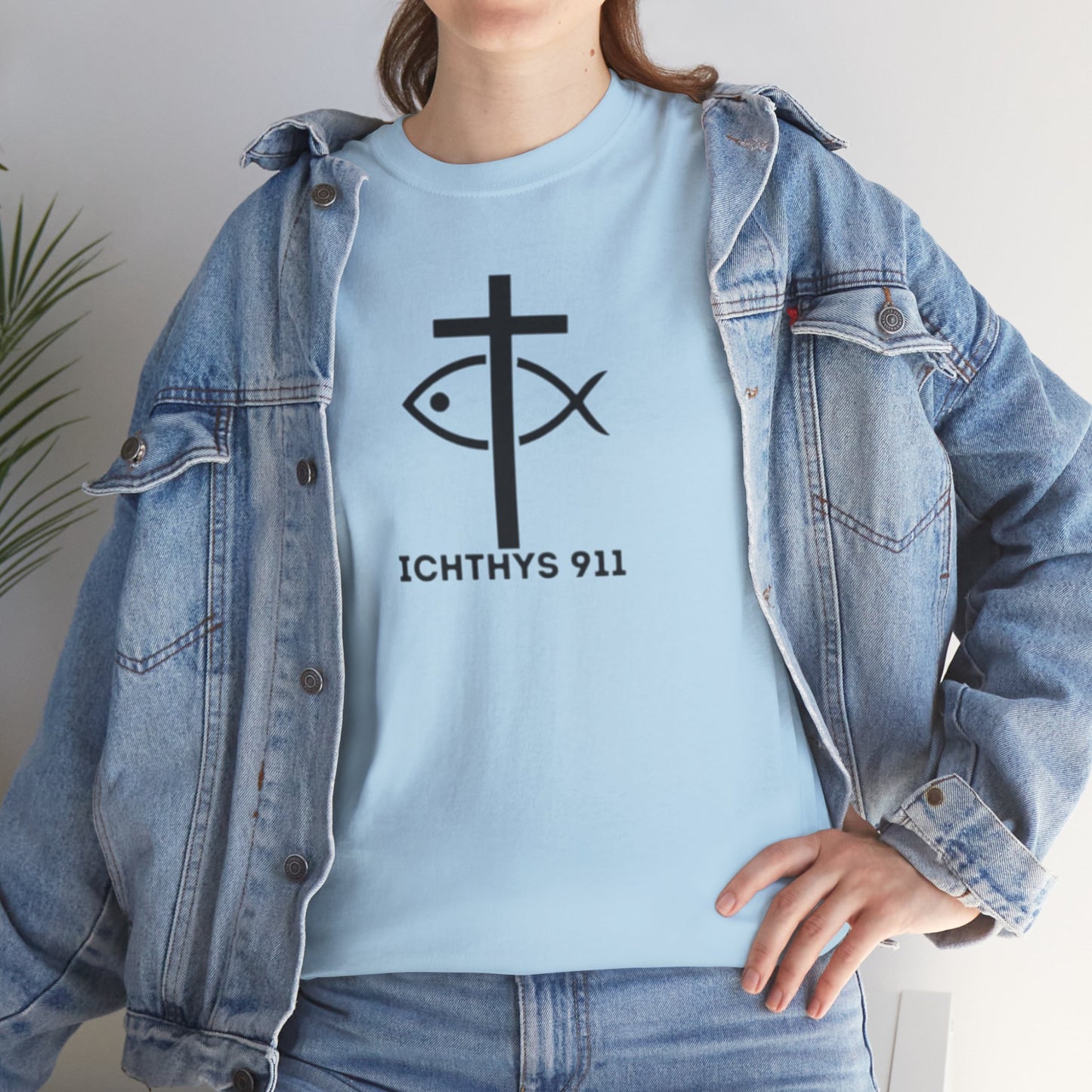 Authentic Design - Unisex T-Shirt - Heavy Cotton T-Shirt - Jesus Fish - Men's T-Shirt - Women T-Shirt Christian Faith - Unisex Clothing - ICHTHYS 911