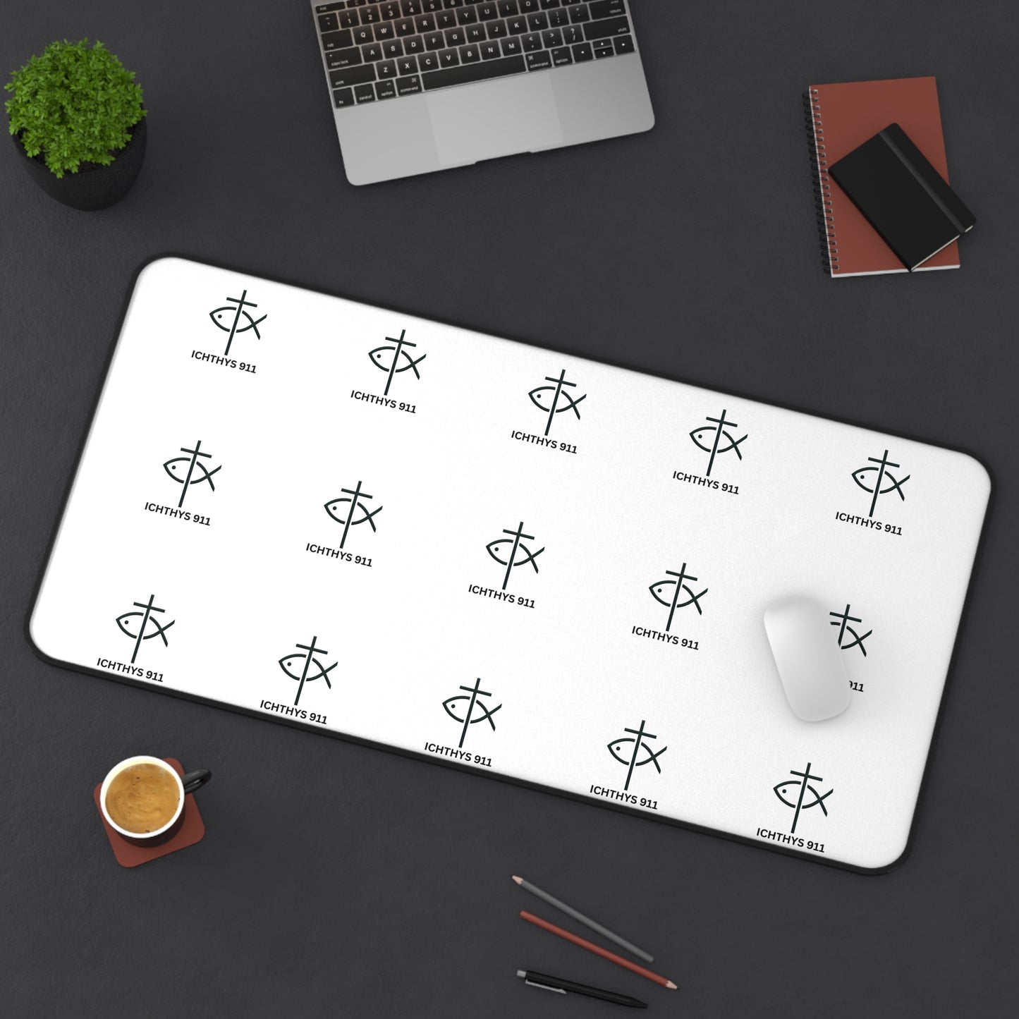Personalized Black Desk Mat with Monogram Design - Stylish Office Accessory for Creatives