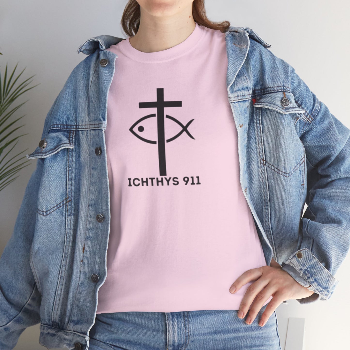 Authentic Design - Unisex T-Shirt - Heavy Cotton T-Shirt - Jesus Fish - Men's T-Shirt - Women T-Shirt Christian Faith - Unisex Clothing - ICHTHYS 911